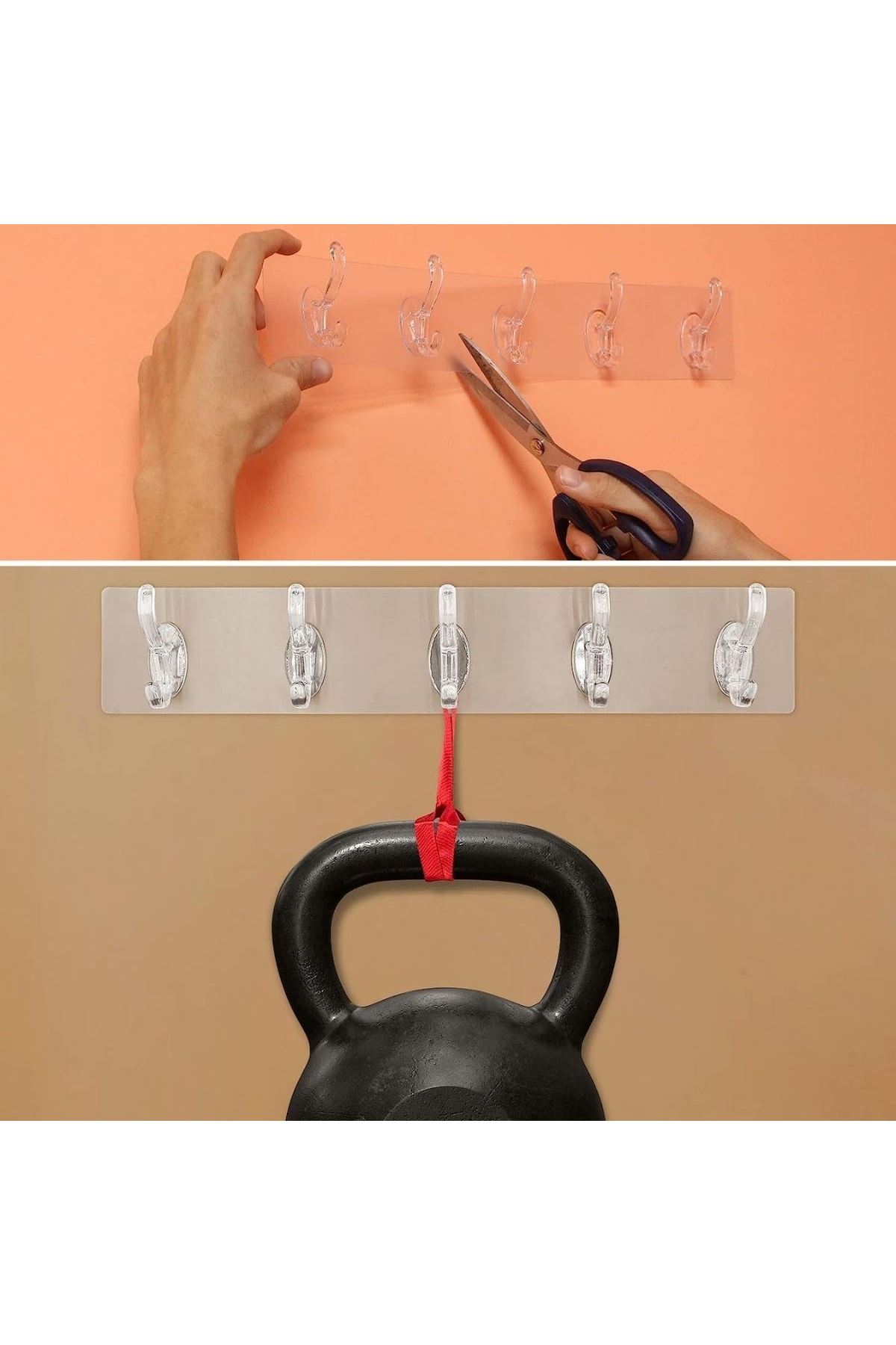 TBL Dekor® 5'li Güçlü Yapışkanlı Şeffaf Duvar Askısı Banyo Mutfak Düzenleyici Pratik Askılık