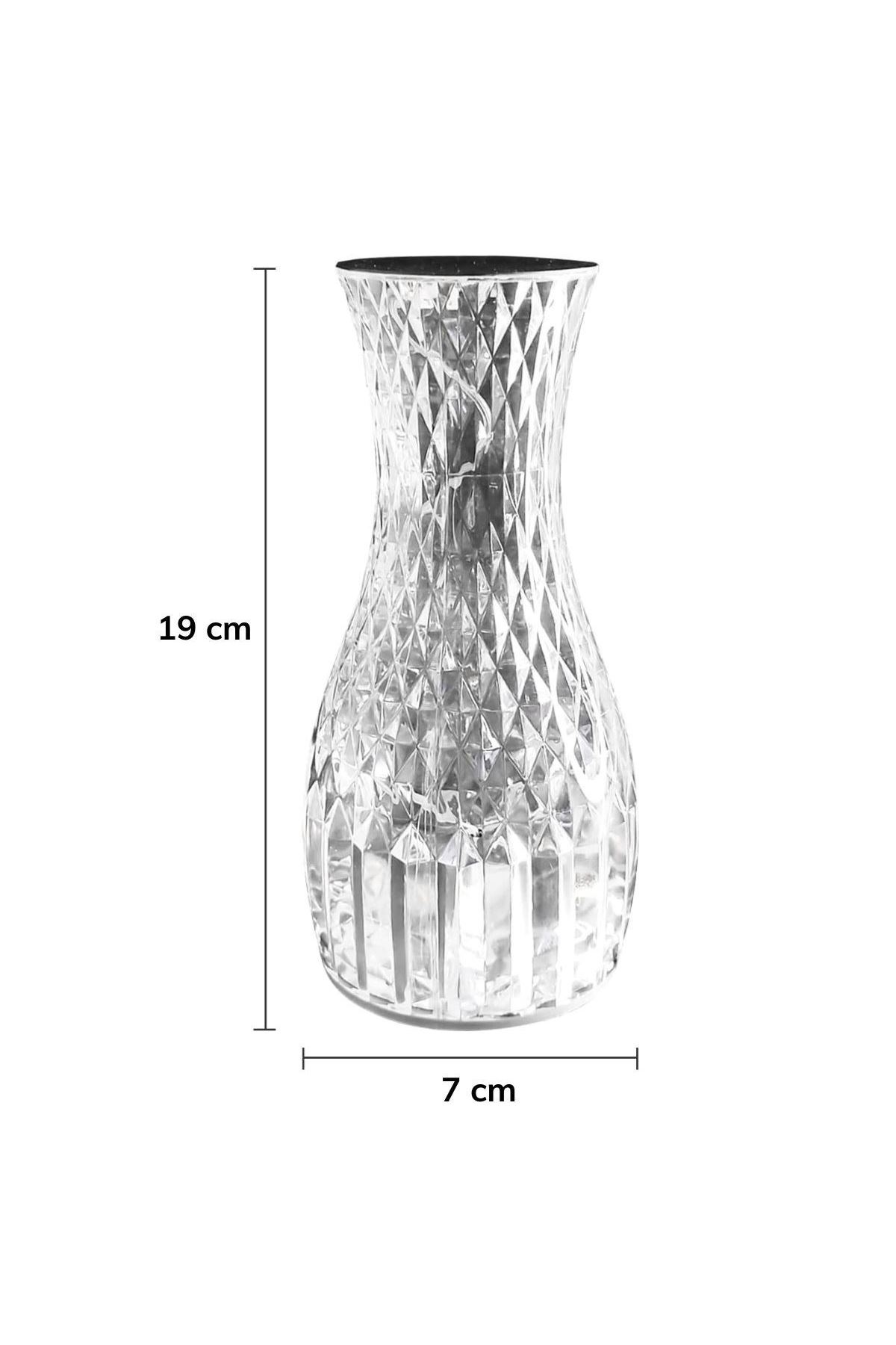 TBL Dekor® Sürahi Model USB Şarjlı Kumandalı 16 Farklı Işık Modlu Masa Üstü Kristal Akrilik Lamba Led