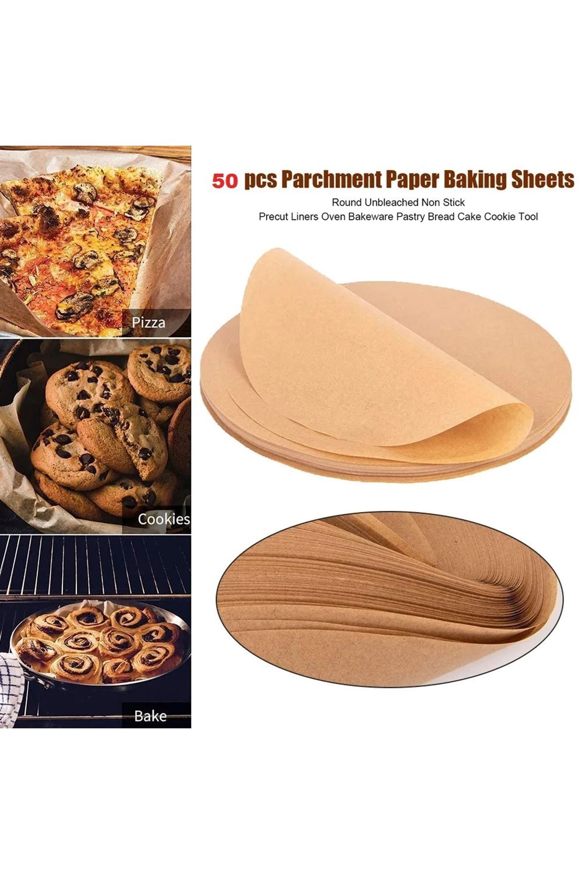 TBL Dekor® 50 Adet Air Fryer Pişirme Kağıdı Yağ Geçirmez  21,5 cm Yuvarlak Model XXL Model Uyumlu