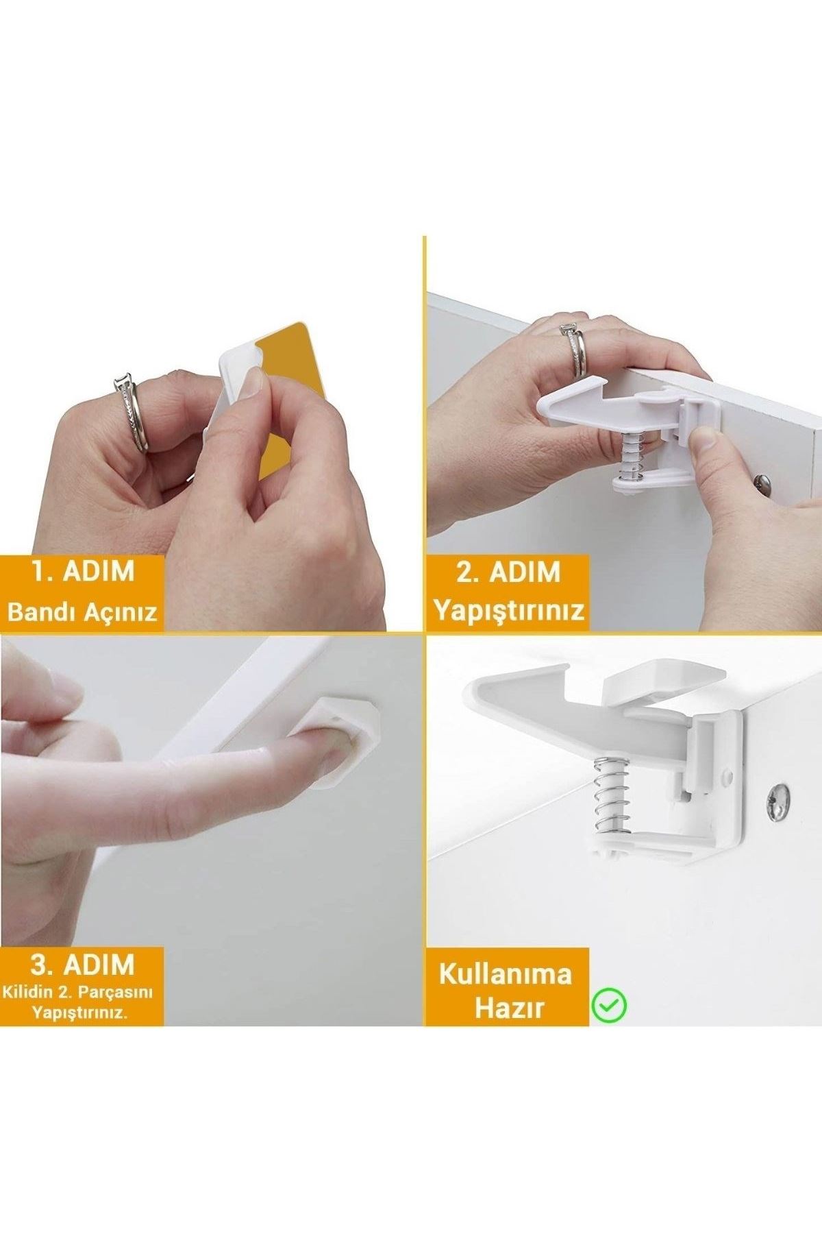 TBL Dekor® Bebek Çocuk Güvenliği Korumalı Yapışkan Çekmece ve Dolap İçin Tutucu Gizli Güvenlik Kilidi