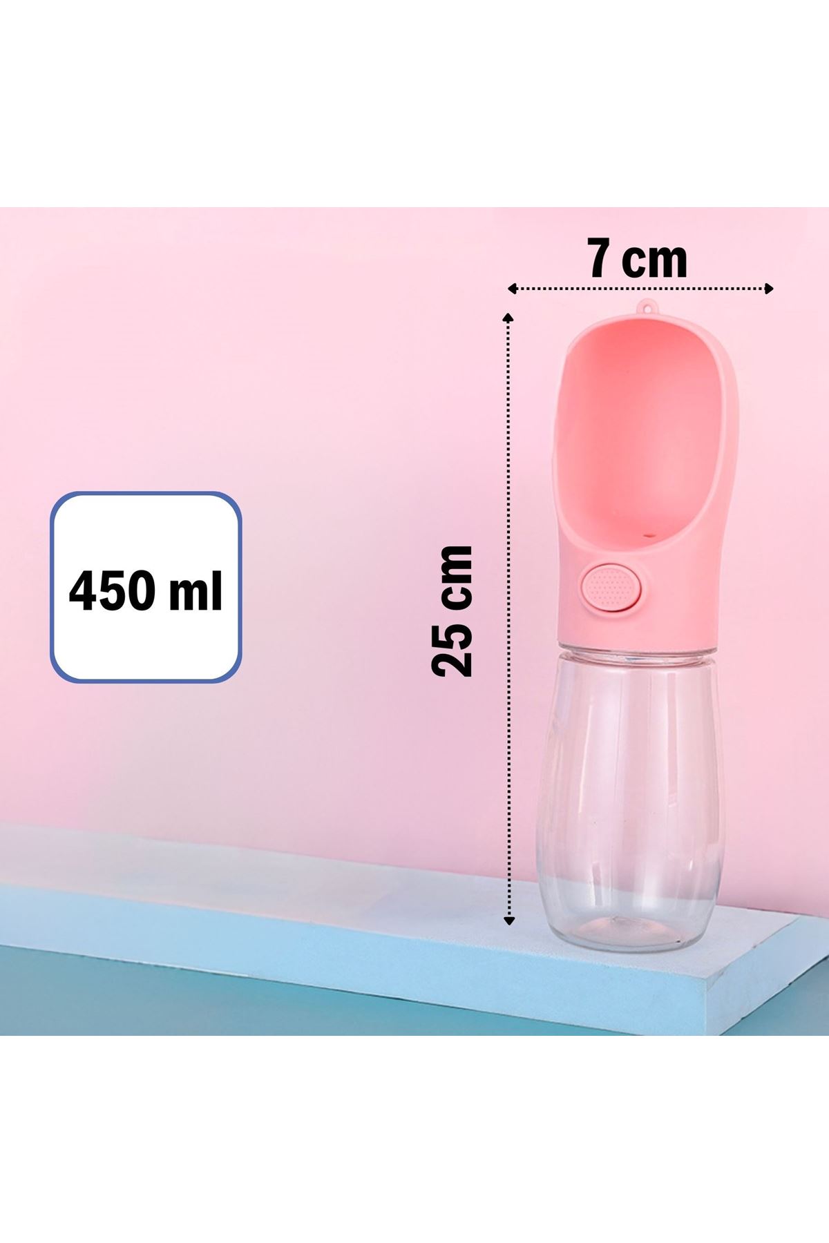 TBL Dekor® 450 ml Taşınabilir Butonlu Evcil Hayvan Suluğu