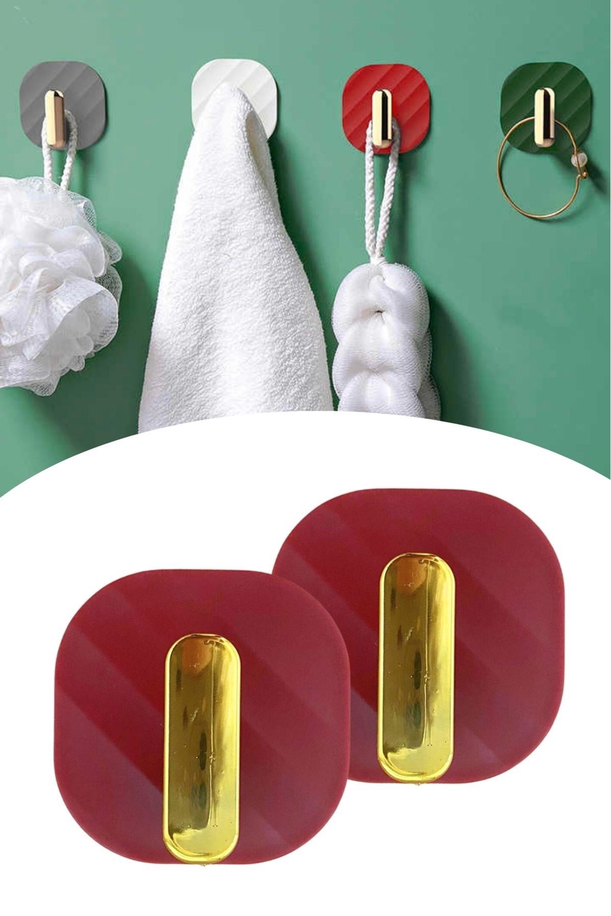 TBL Dekor® 2li Yapışkanlı Retro Askılık Dolap Kapak Kulpu Kırmızı