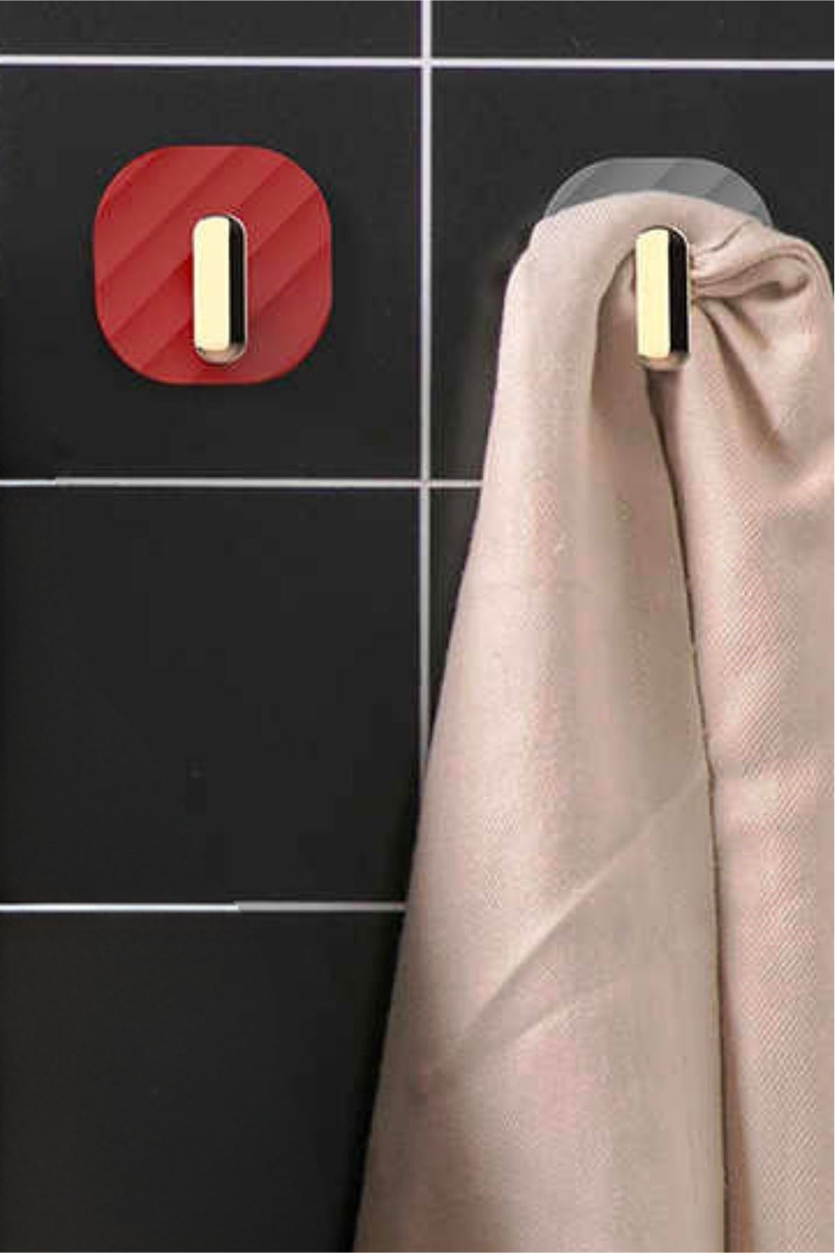 TBL Dekor® 2li Yapışkanlı Retro Askılık Dolap Kapak Kulpu Kırmızı