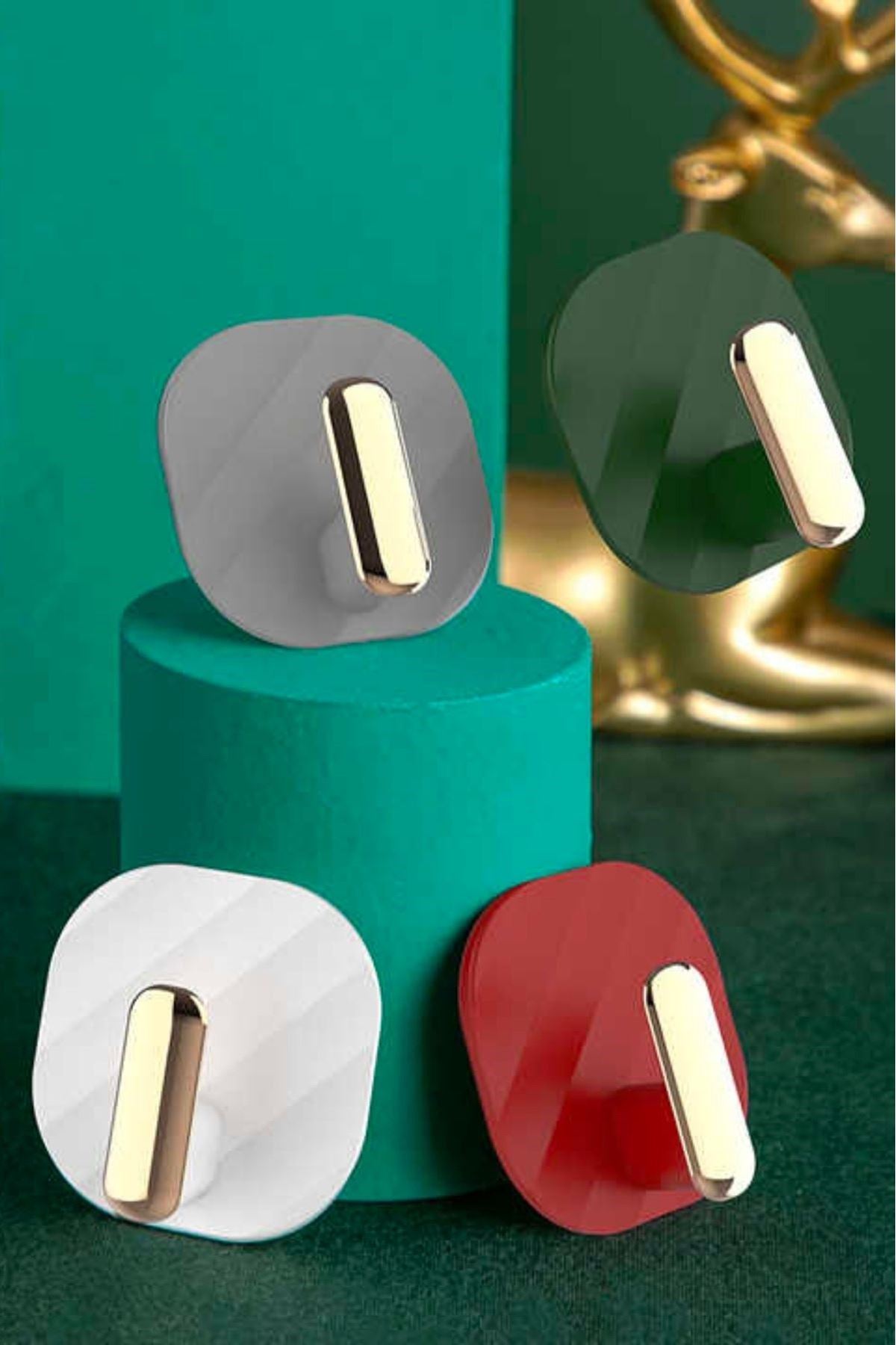 TBL Dekor® 2li Yapışkanlı Retro Askılık Dolap Kapak Kulpu Kırmızı