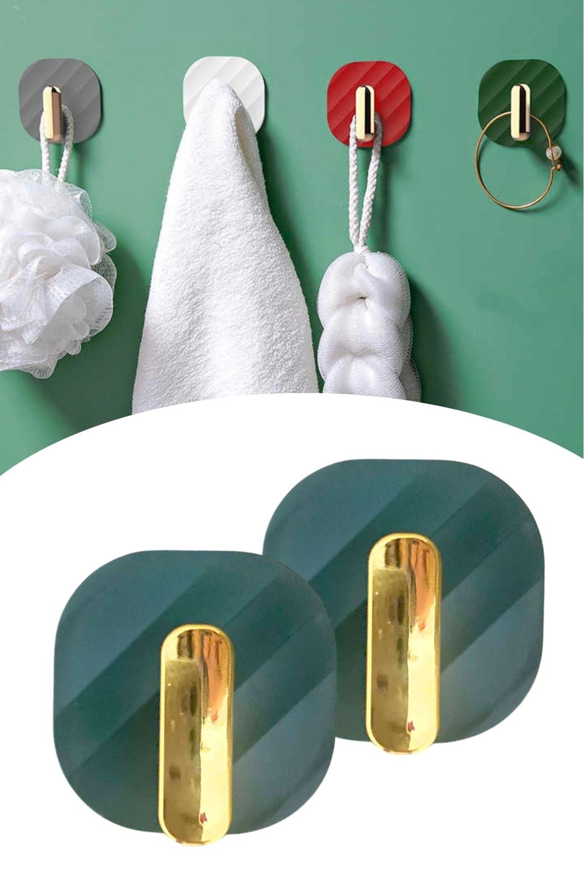 TBL Dekor® 2li Yapışkanlı Retro Askılık Dolap Kapak Kulpu Yeşil