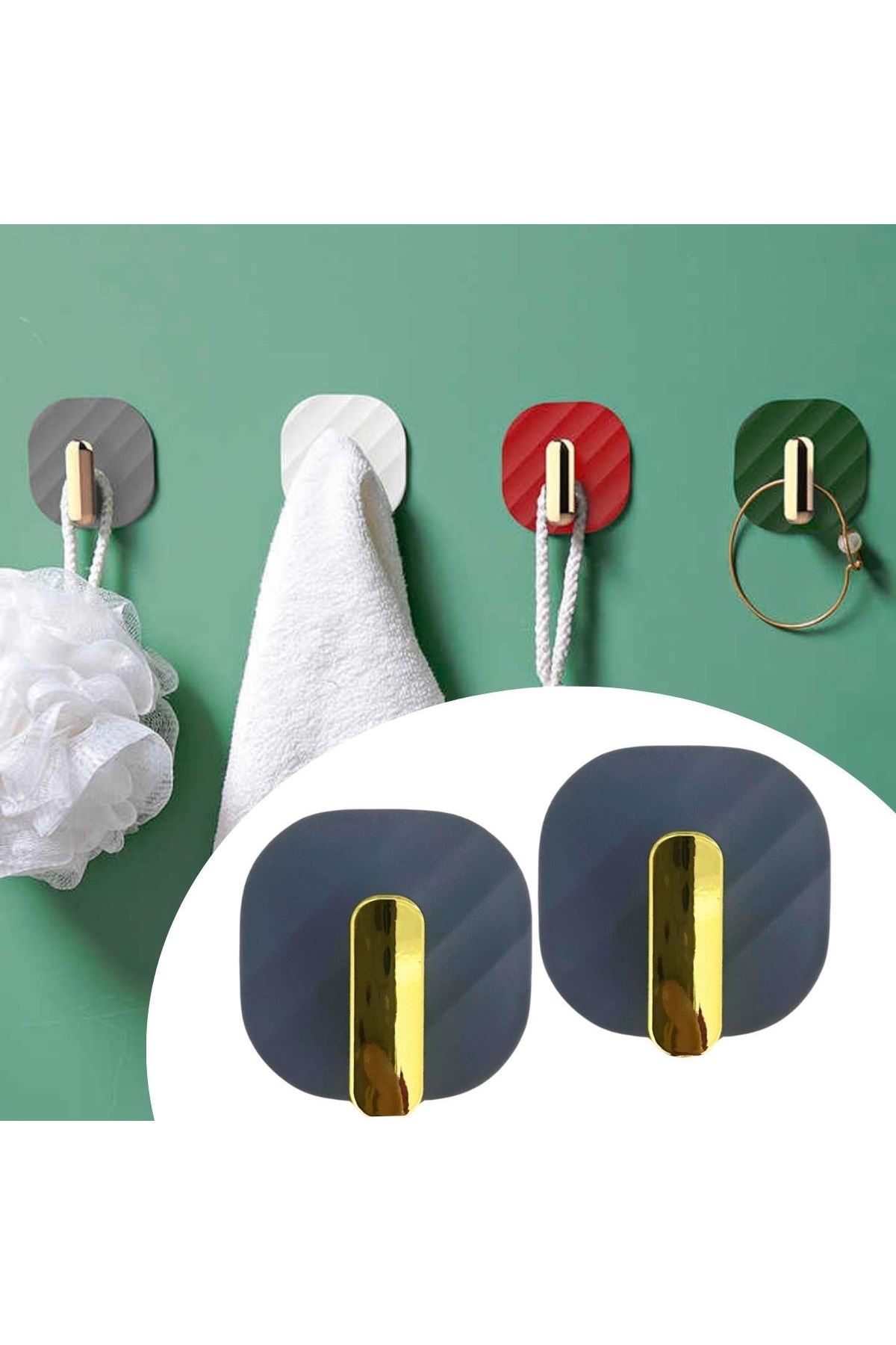 TBL Dekor®  2li Yapışkanlı Retro Askılık Dolap Kapak Kulpu Gri