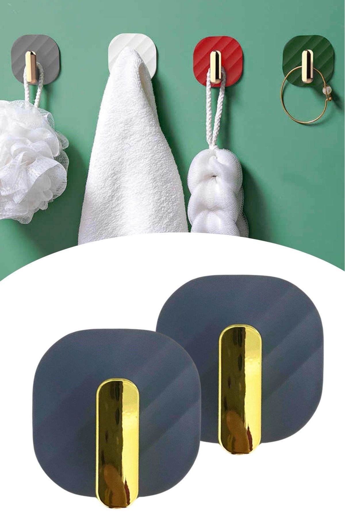 TBL Dekor®  2li Yapışkanlı Retro Askılık Dolap Kapak Kulpu Gri