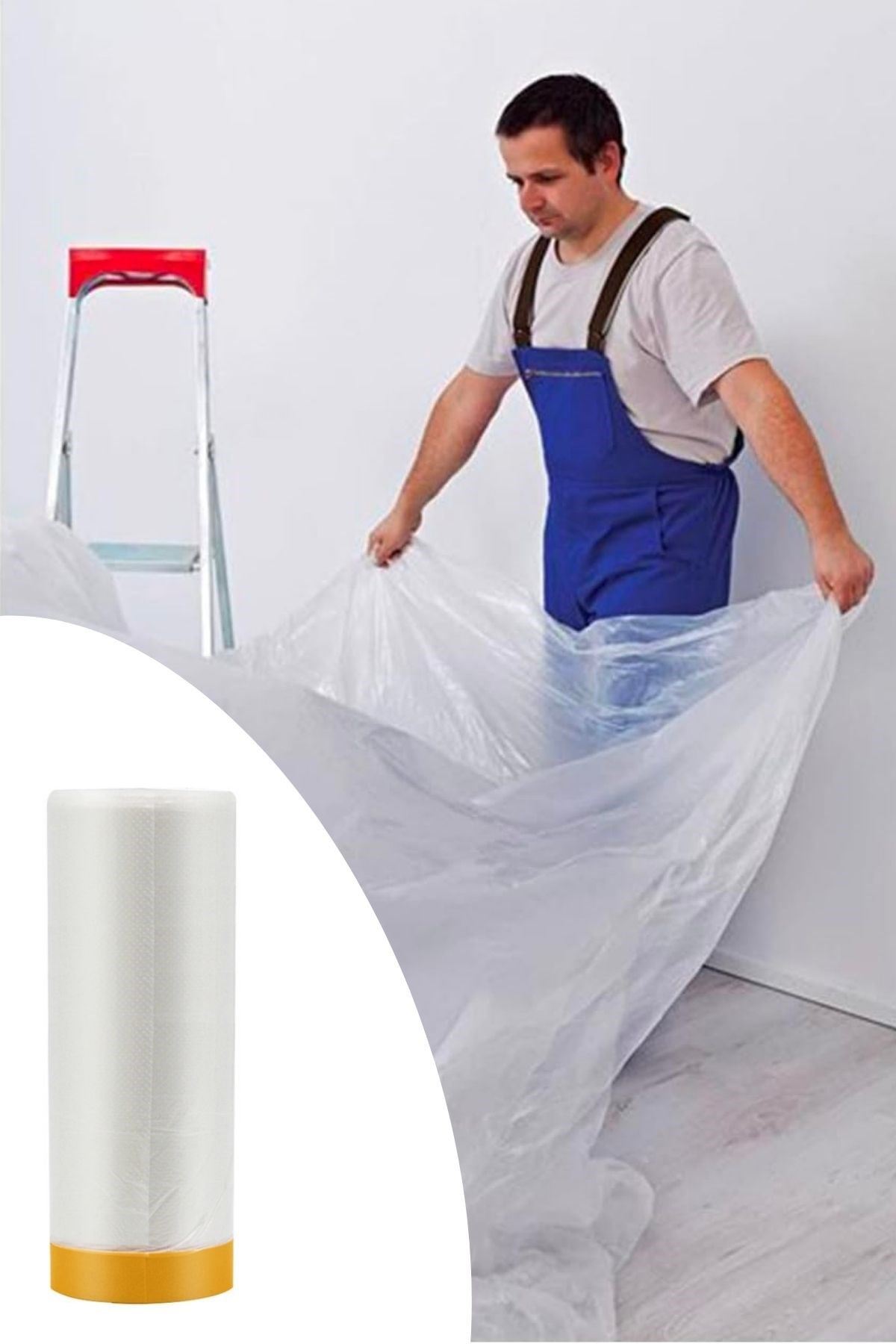 TBL Dekor®  Boya Badana Eşya Koruma Hışır Örtüsü 280cm x 15 mt  Yapışkanlı Hışır Örtü