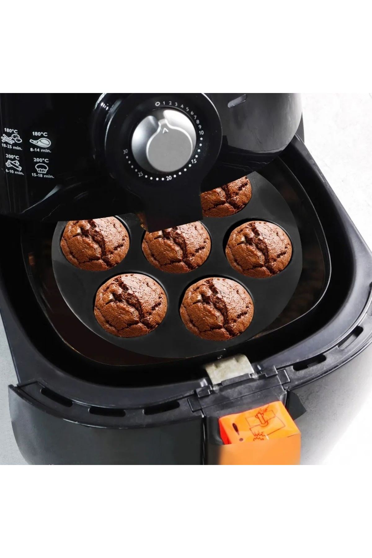 TBL Dekor® 7 Gözlü Silikon Çok Amaçlı Airfryer Muffin Cupcake Kek ve Çörek Pişirme Kalıbı