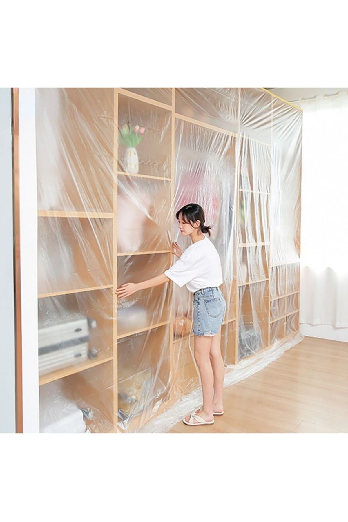 TBL Dekor®  Boya Badana Eşya Koruma Hışır Örtüsü 180cm x 15 mt Yapışkanlı Hışır Örtü