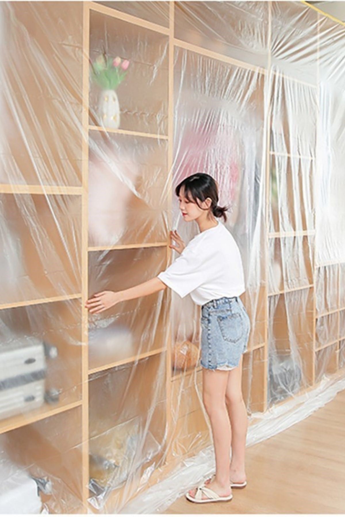 TBL Dekor®  Boya Badana Eşya Koruma Hışır Örtüsü 180cm x 15 mt Yapışkanlı Hışır Örtü