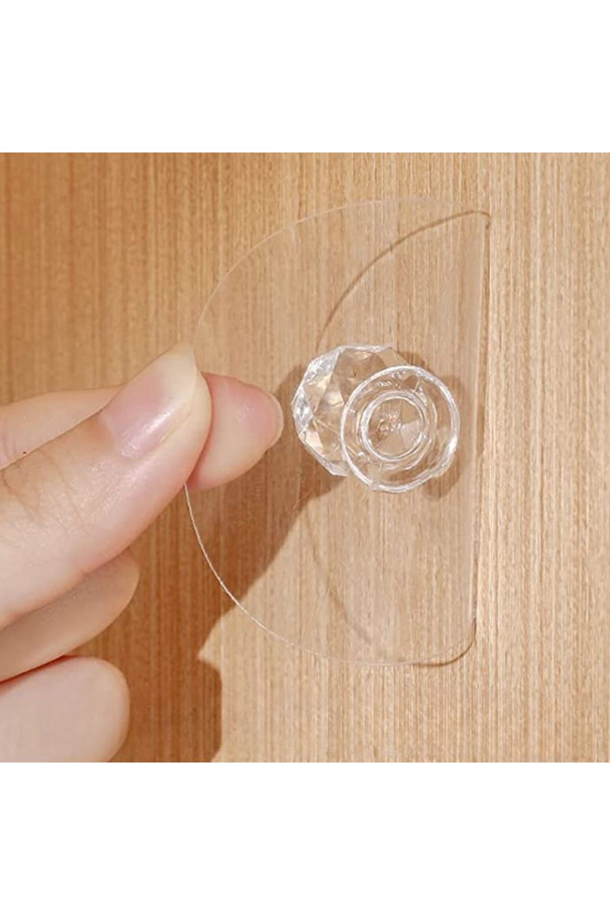 TBL Dekor® 2 Adet Kristal Kendiliğinden Güçlü Yapışkanlı Kulp Askısı Tutma Kolu