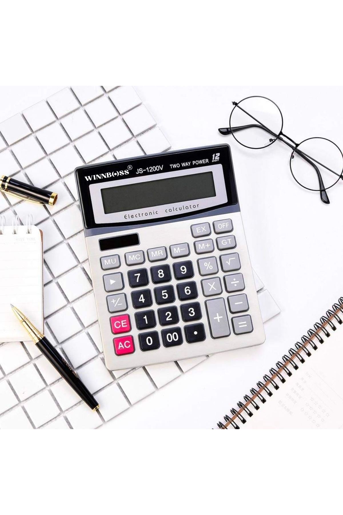 TBL Dekor® 12 Haneli Geniş LCD Ekran, Pilli Büyük Düğmeli Hesap Makinesi