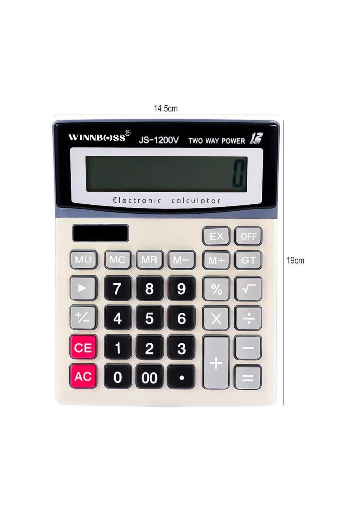 TBL Dekor® 12 Haneli Geniş LCD Ekran, Pilli Büyük Düğmeli Hesap Makinesi