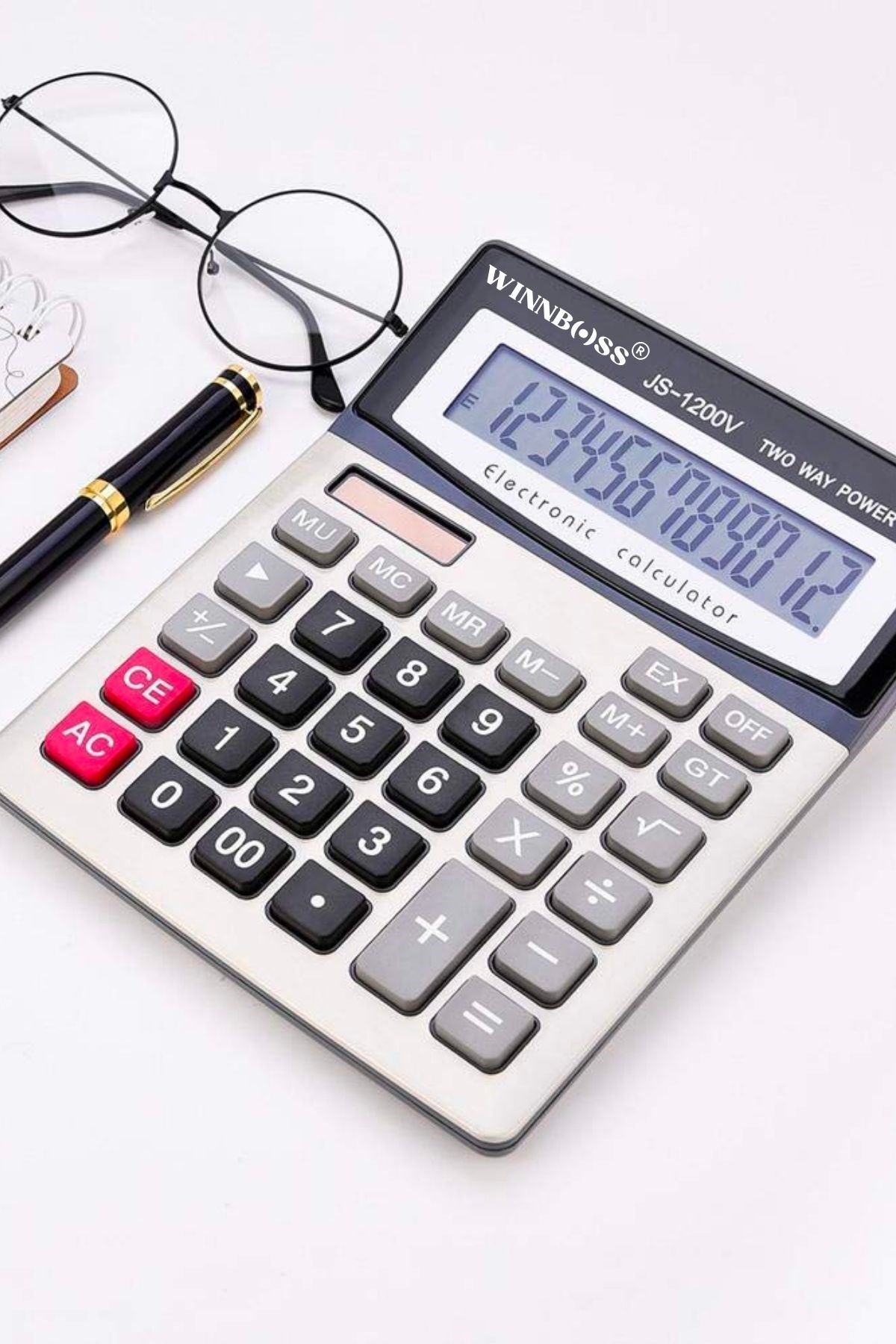 TBL Dekor® 12 Haneli Geniş LCD Ekran, Pilli Büyük Düğmeli Hesap Makinesi