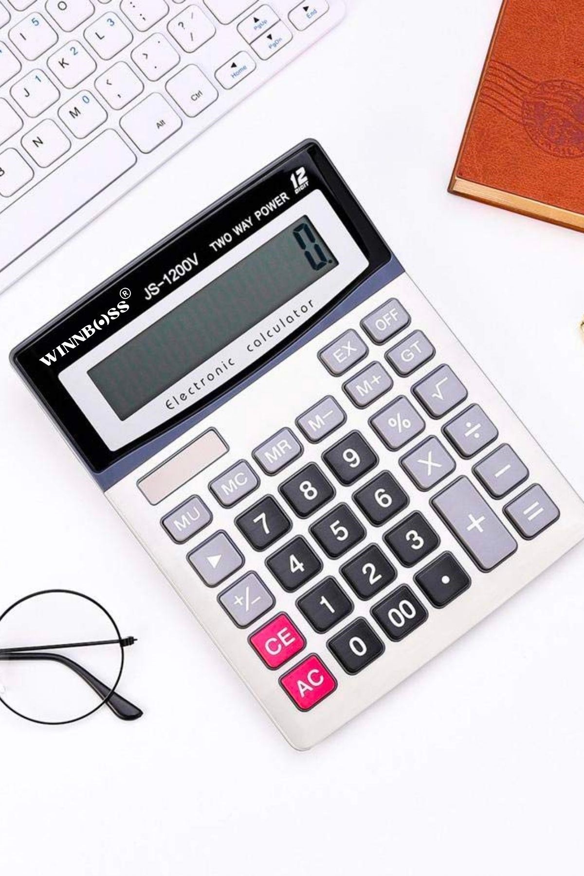 TBL Dekor® 12 Haneli Geniş LCD Ekran, Pilli Büyük Düğmeli Hesap Makinesi