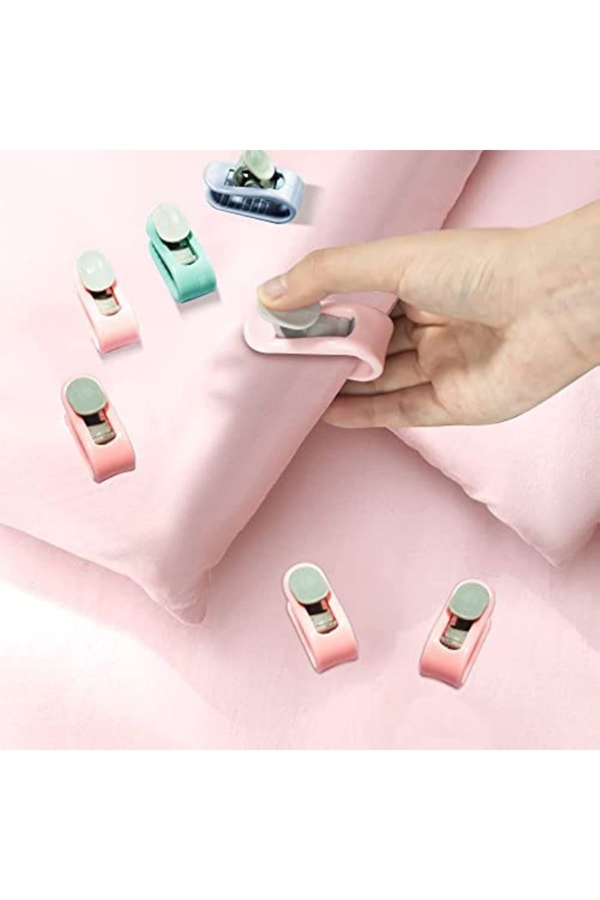 TBL Dekor® 4 Adet İğnesiz Yorgan Çarşaf Ve Perde Tutucu Sabitleyici Kaydırmaz Örtü Düzenleyici Klips