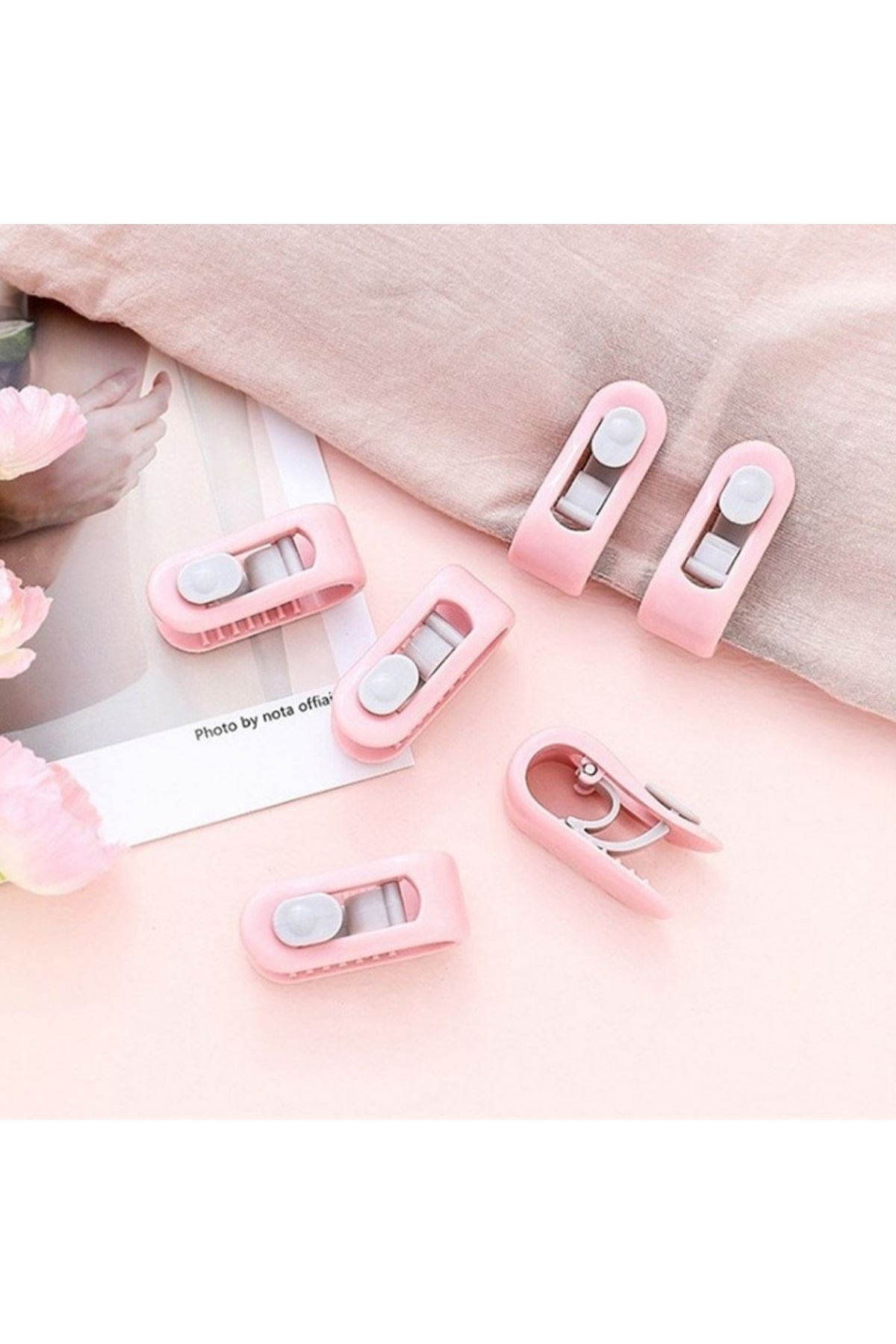 TBL Dekor® 4 Adet İğnesiz Yorgan Çarşaf Ve Perde Tutucu Sabitleyici Kaydırmaz Örtü Düzenleyici Klips