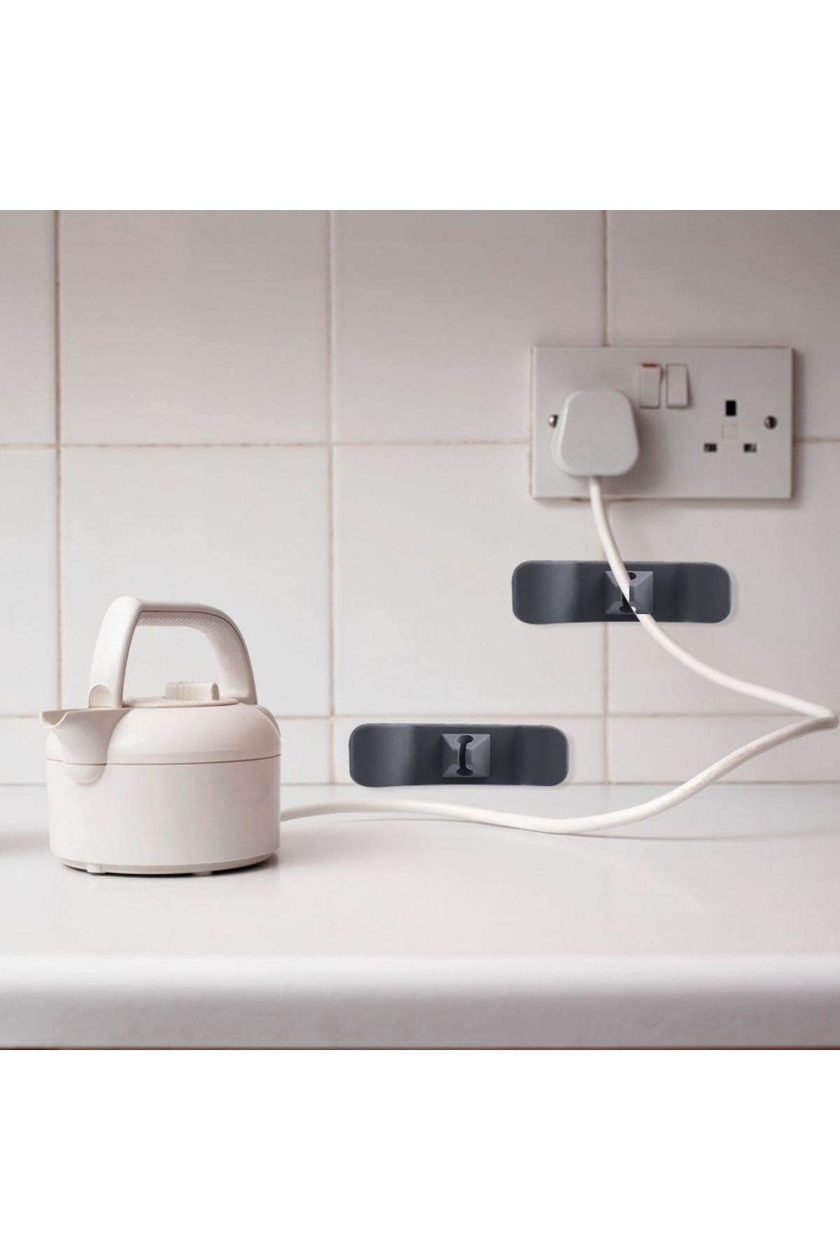 TBL Dekor 6'lı Pratik Kablo Toparlayıcı Yapışkanlı Klips Mutfak Air Fryer Kettle Kahve Tost Makinası