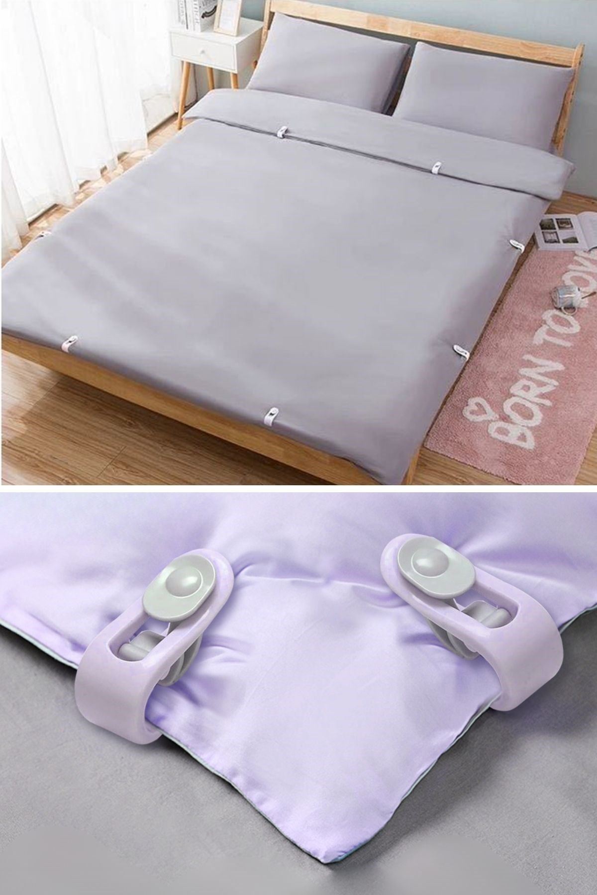 TBL Dekor® 4 Adet İğnesiz Yorgan Çarşaf Ve Perde Tutucu Sabitleyici Kaydırmaz Örtü Düzenleyici Klips