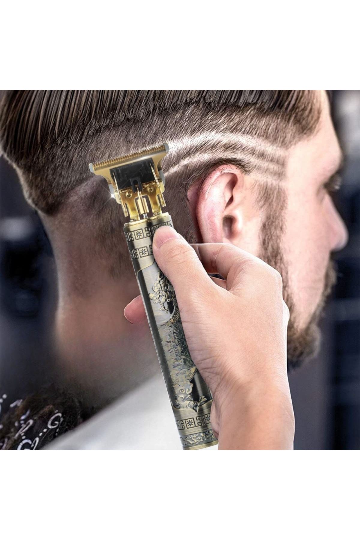 TBL Dekor® Vintage Görünümlü Güçlü 4 Farklı Başlıklı USB ŞarjlI Manuel Tıraş Makinası