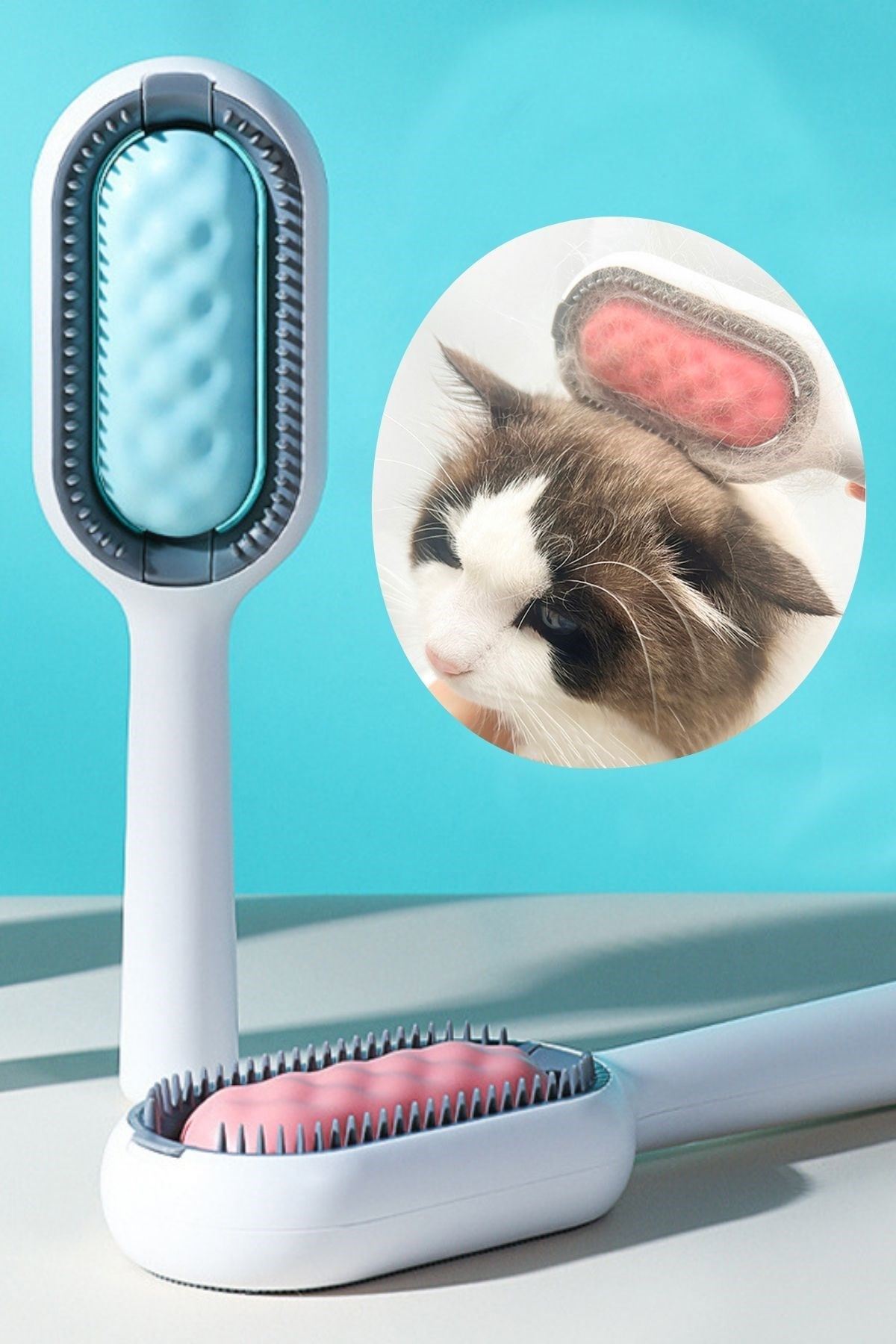 TBL Dekor® Evcil Hayvanlar İçin Çift Taraflı Pet Fırçası Nemli Tüy Tarama Tarağı