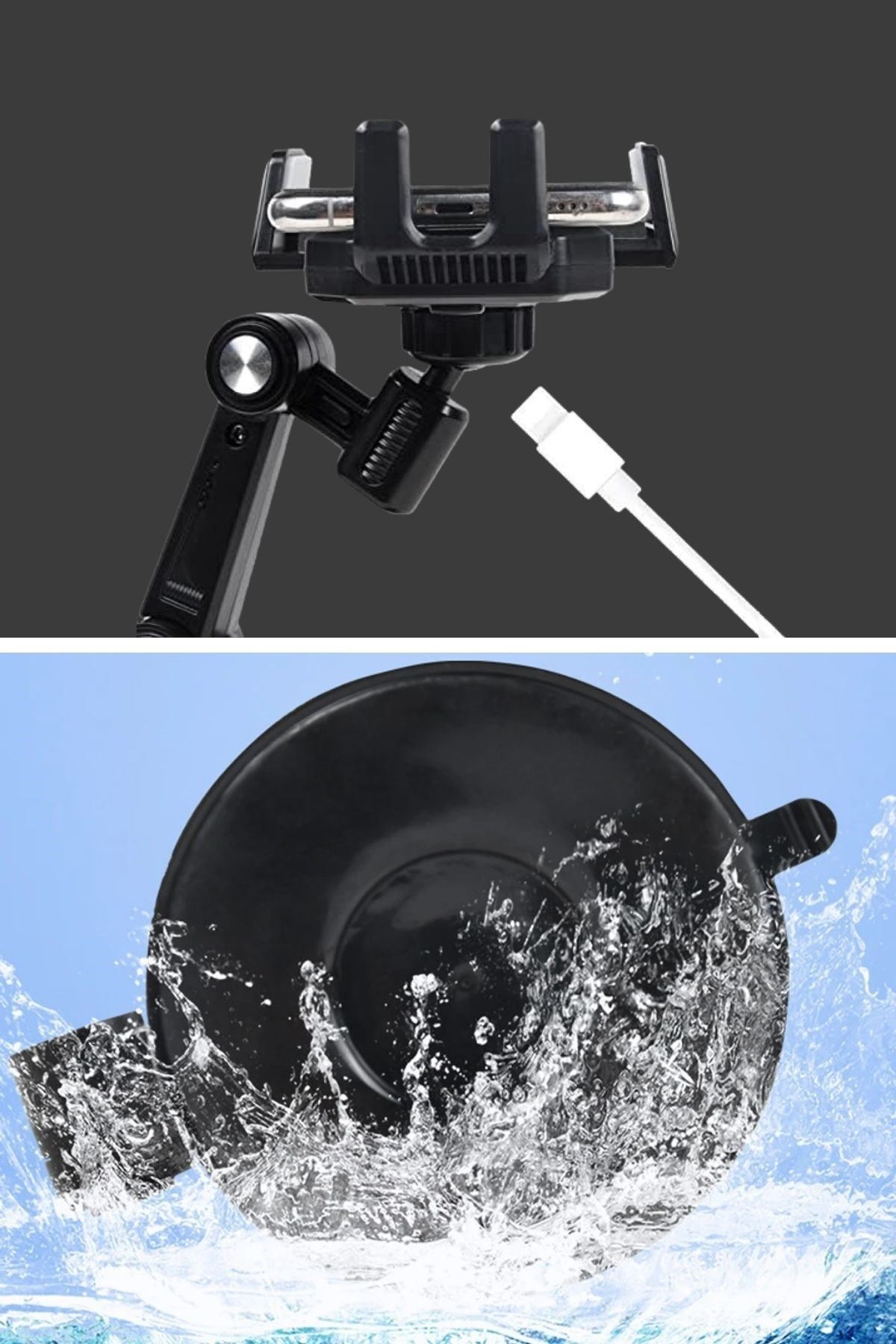 TBL Dekor® Jel Vantuzlu Cama Takılabilen Güçlü 360 Derece Dönebilen Ayarlanabilir Araç Içi Vantuzlu Telefon Tutucu