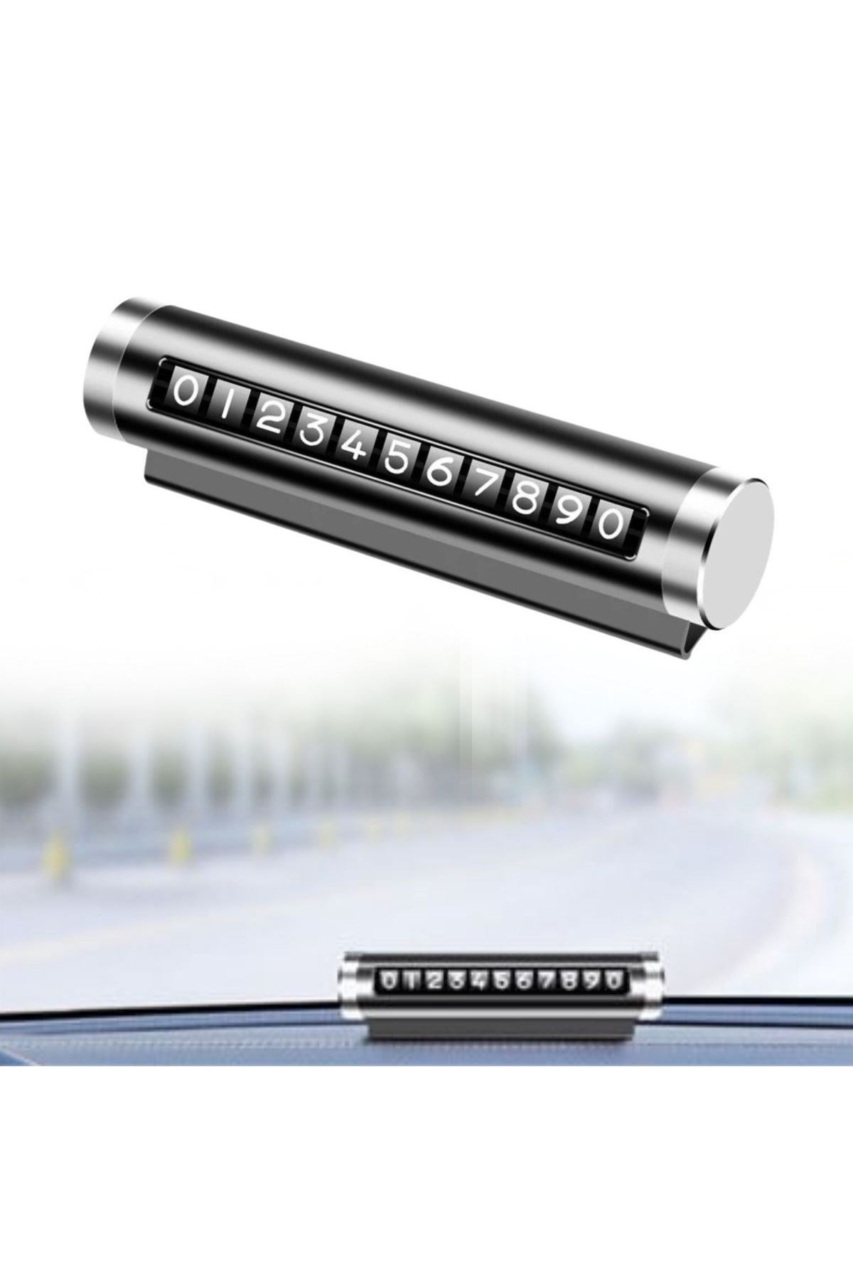 TBL Dekor® Alüminyum Kasa Siyah Renk Çevirmeli Araç Içi Telefon Numaratörü Park Oto Numaratörü