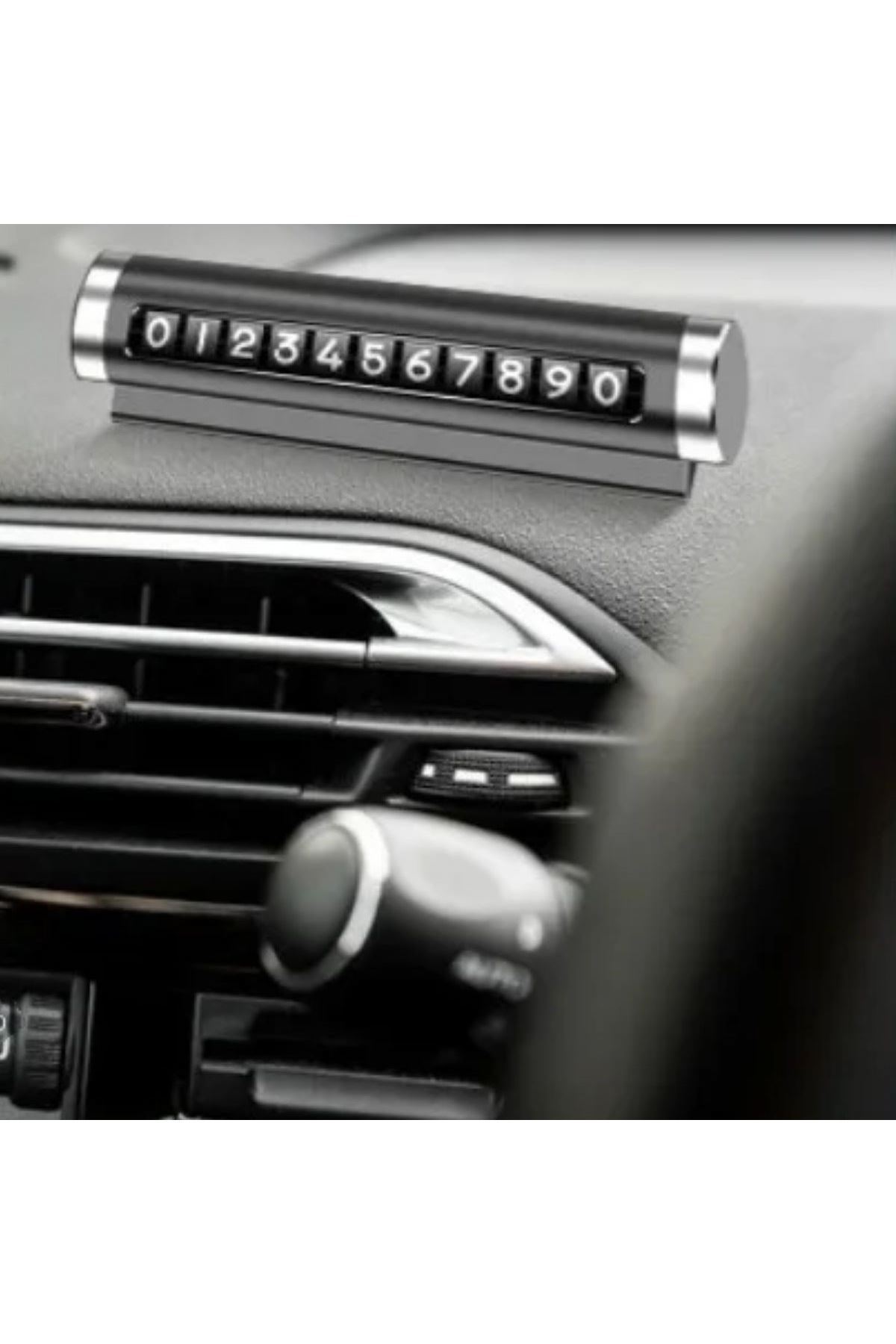 TBL Dekor® Alüminyum Kasa Siyah Renk Çevirmeli Araç Içi Telefon Numaratörü Park Oto Numaratörü