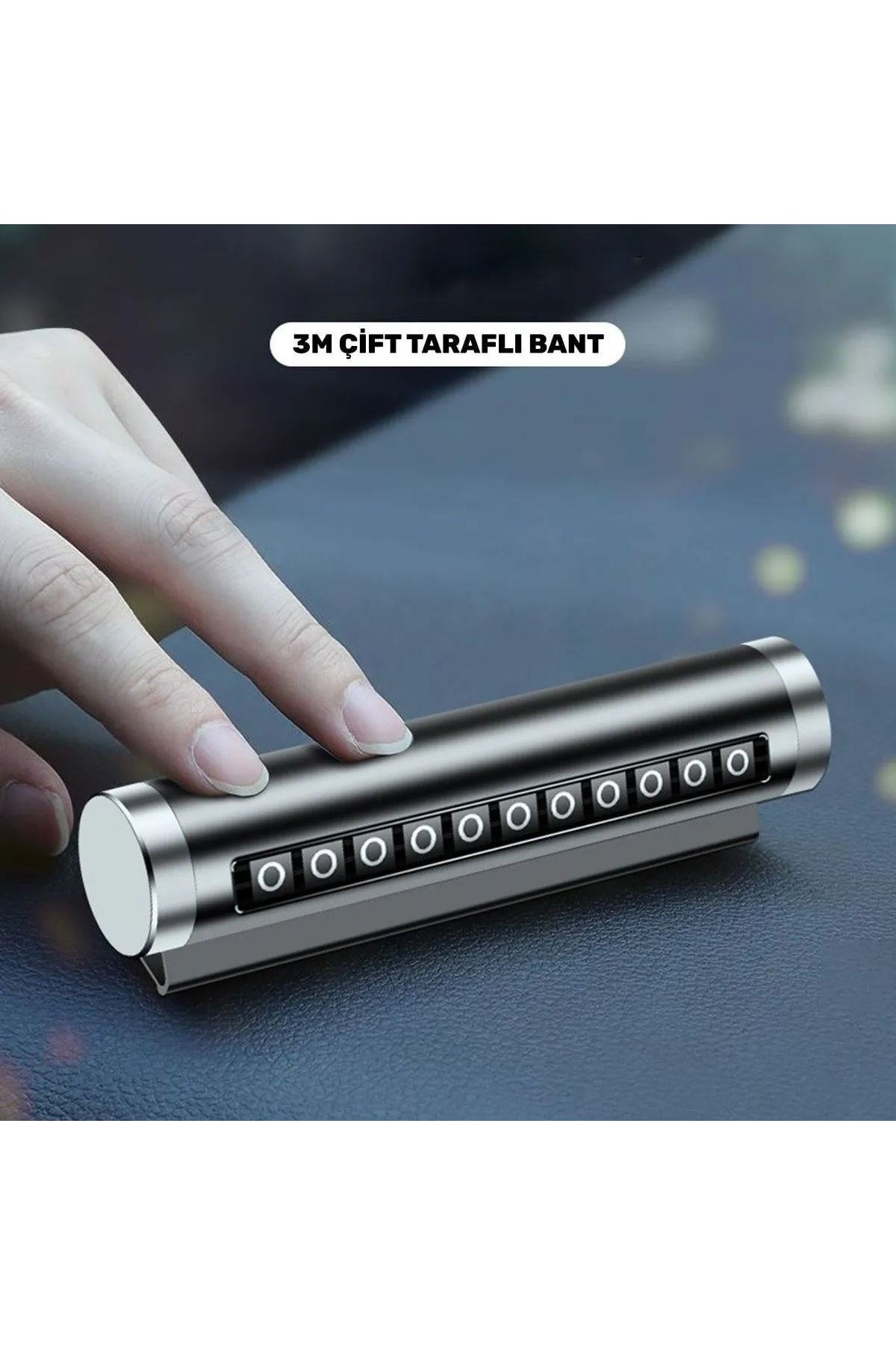 TBL Dekor® Alüminyum Kasa Siyah Renk Çevirmeli Araç Içi Telefon Numaratörü Park Oto Numaratörü