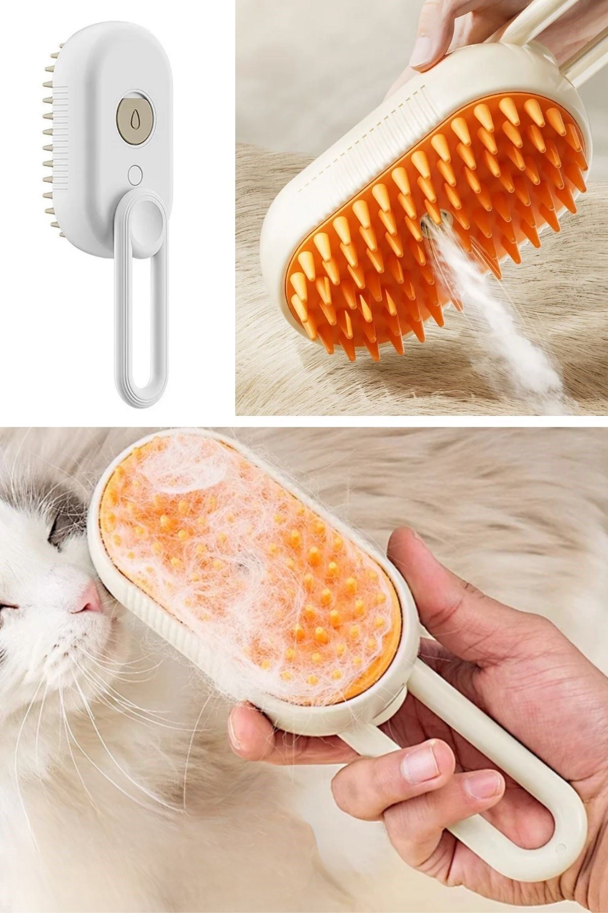 TBL Dekor®  Saplı Su Püskürtmeli Kedi Köpek Fırçası Masaj Etkili Tüy Toplama Tarağı