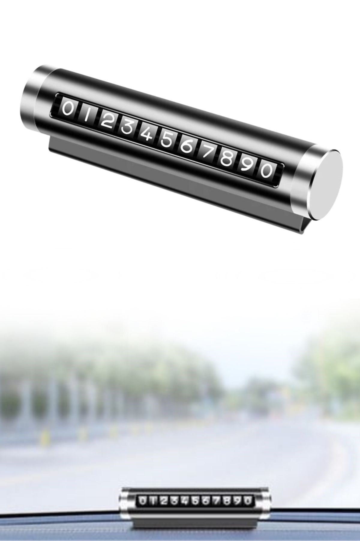 TBL Dekor® Alüminyum Kasa Siyah Renk Çevirmeli Araç Içi Telefon Numaratörü Park Oto Numaratörü