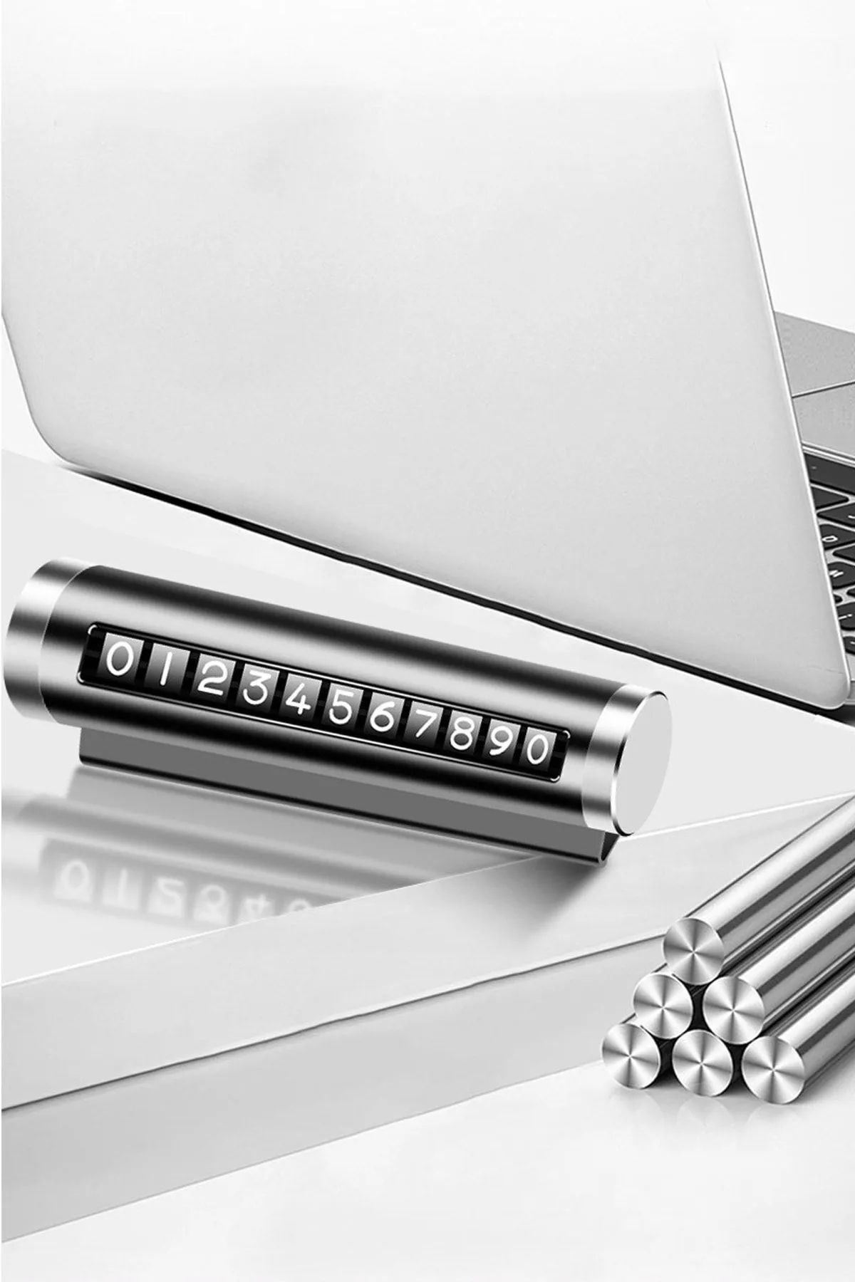 TBL Dekor® Alüminyum Kasa Siyah Renk Çevirmeli Araç Içi Telefon Numaratörü Park Oto Numaratörü