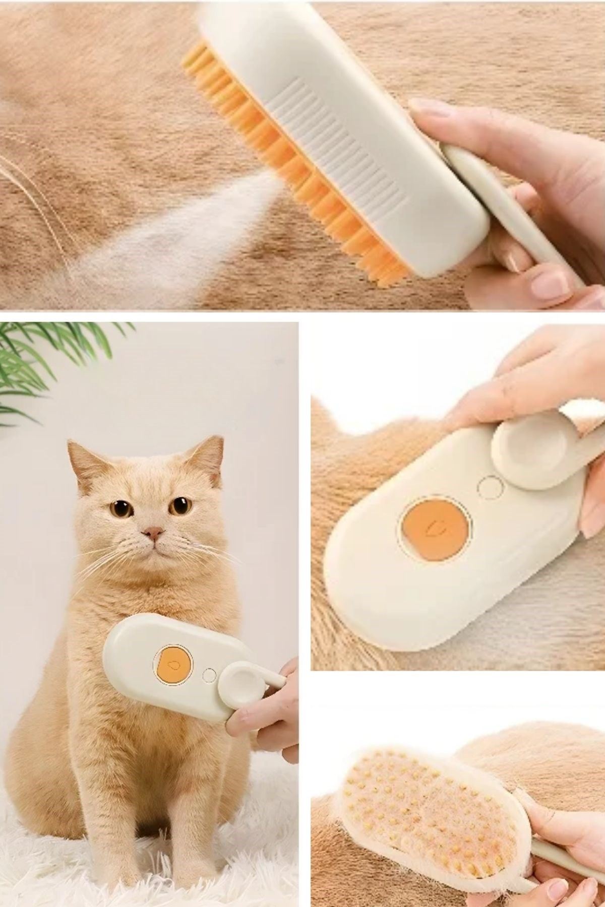 TBL Dekor®  Saplı Su Püskürtmeli Kedi Köpek Fırçası Masaj Etkili Tüy Toplama Tarağı