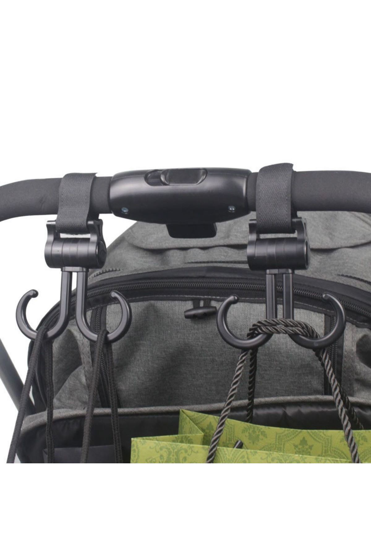 TBL Dekor® 2li Bebek Arabasına Uyumlu Cırtlı  Eşya Taşıma Aparatı 360 Derece Dönebilen Plastik Kanca