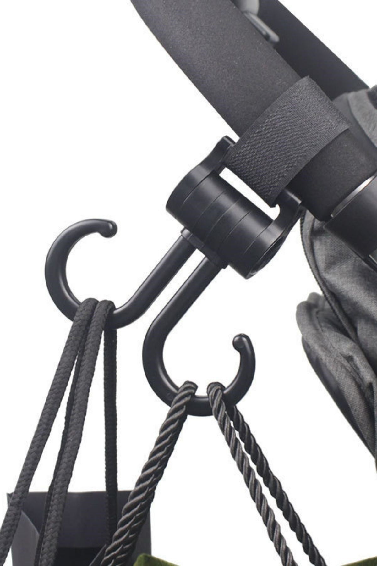 TBL Dekor® 2li Bebek Arabasına Uyumlu Cırtlı  Eşya Taşıma Aparatı 360 Derece Dönebilen Plastik Kanca