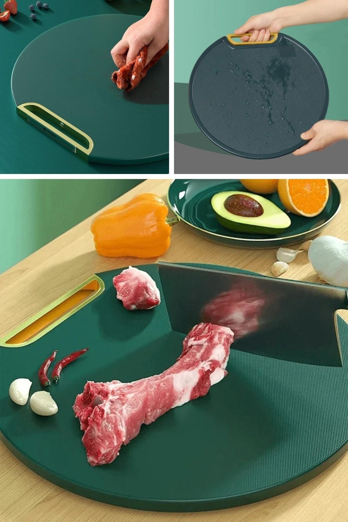 TBL Dekor® Mutfak Sebze,Meyve,Et,Balık,Ekmek Doğrama Kesme Tahtası Standlı Kesim Panosu