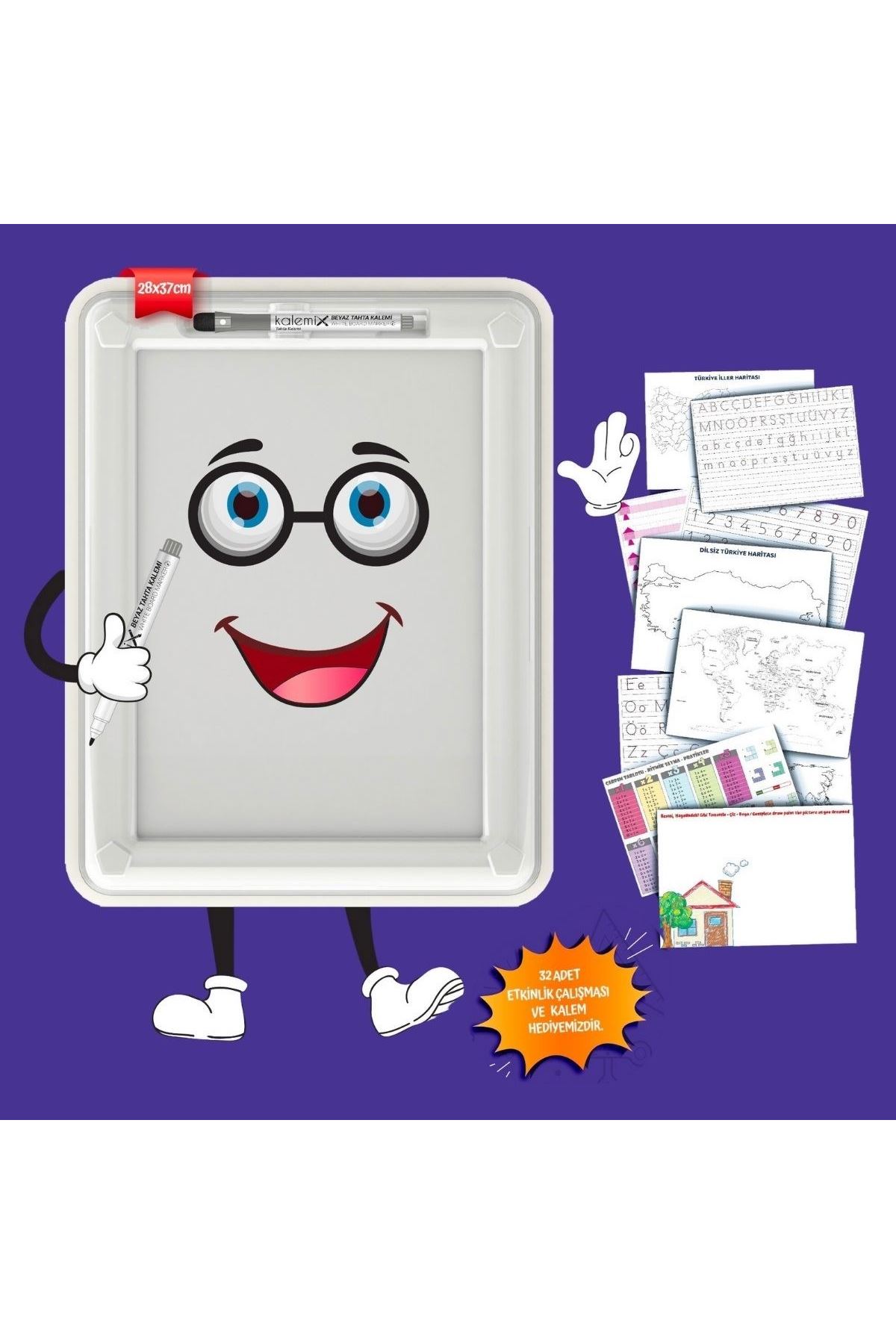 TBL Dekor 32 Farklı Etkinlikli Kalem ve Silgi Hediyeli Eğitici Sihirli Etkinlik Tahtası