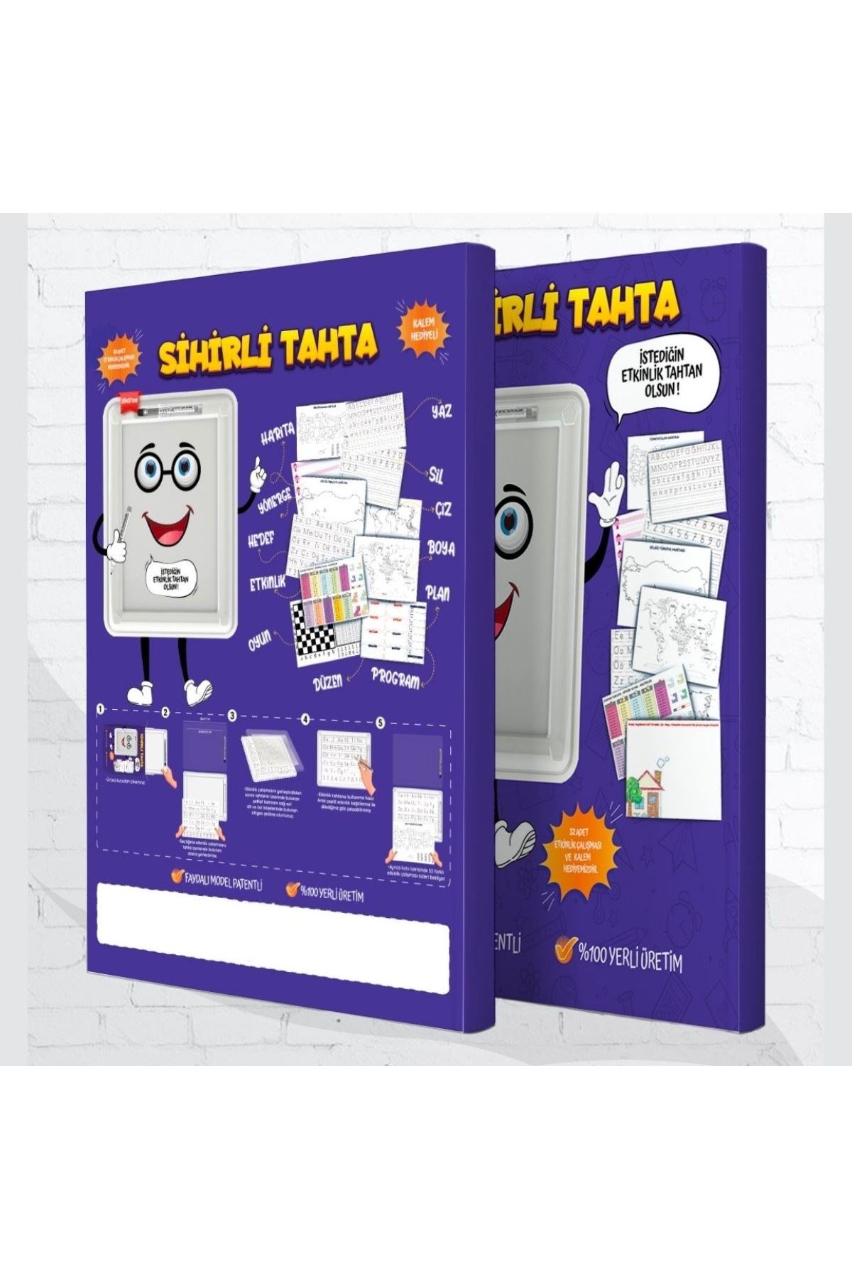 TBL Dekor 32 Farklı Etkinlikli Kalem ve Silgi Hediyeli Eğitici Sihirli Etkinlik Tahtası