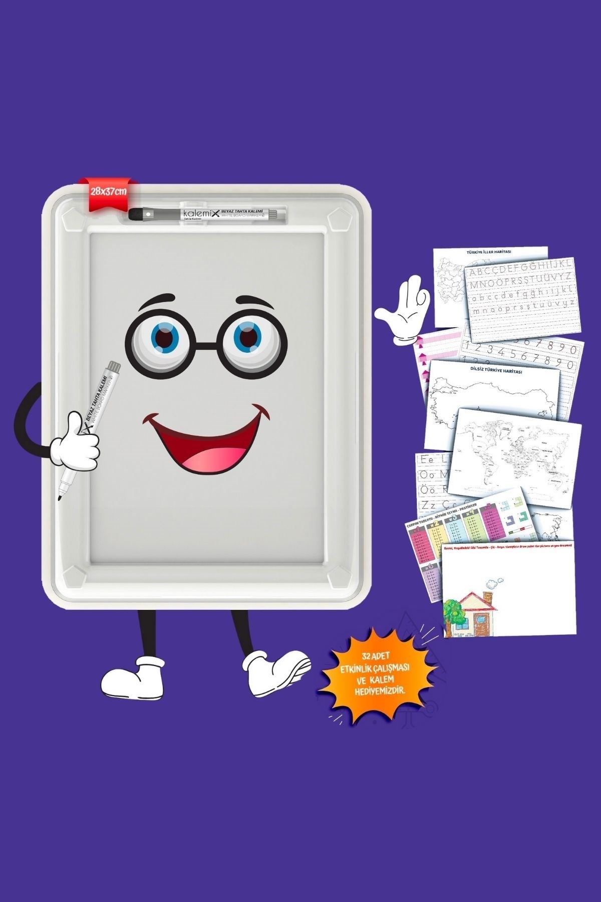 TBL Dekor 32 Farklı Etkinlikli Kalem ve Silgi Hediyeli Eğitici Sihirli Etkinlik Tahtası