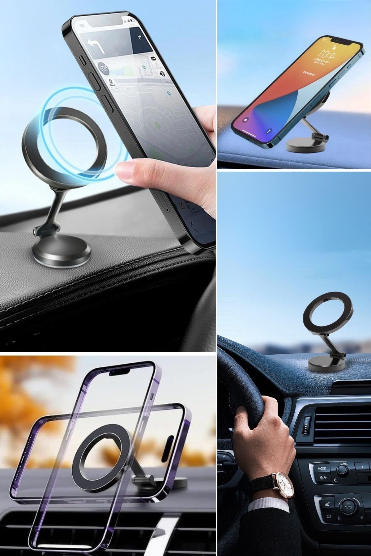 TBL Dekor® Tüm Telefonlarla Uyumlu Manyetik Araç Telefonu Tutacağı Katlanır 360 Derece Dönen Telefon Standı