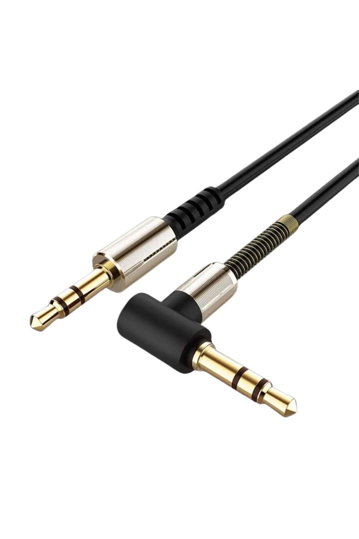 TBL Dekor®  3.5mm AUX Kablosu Jak Erkek Erkek L Tipi 1 Metre Ses Aktarım Kablosu