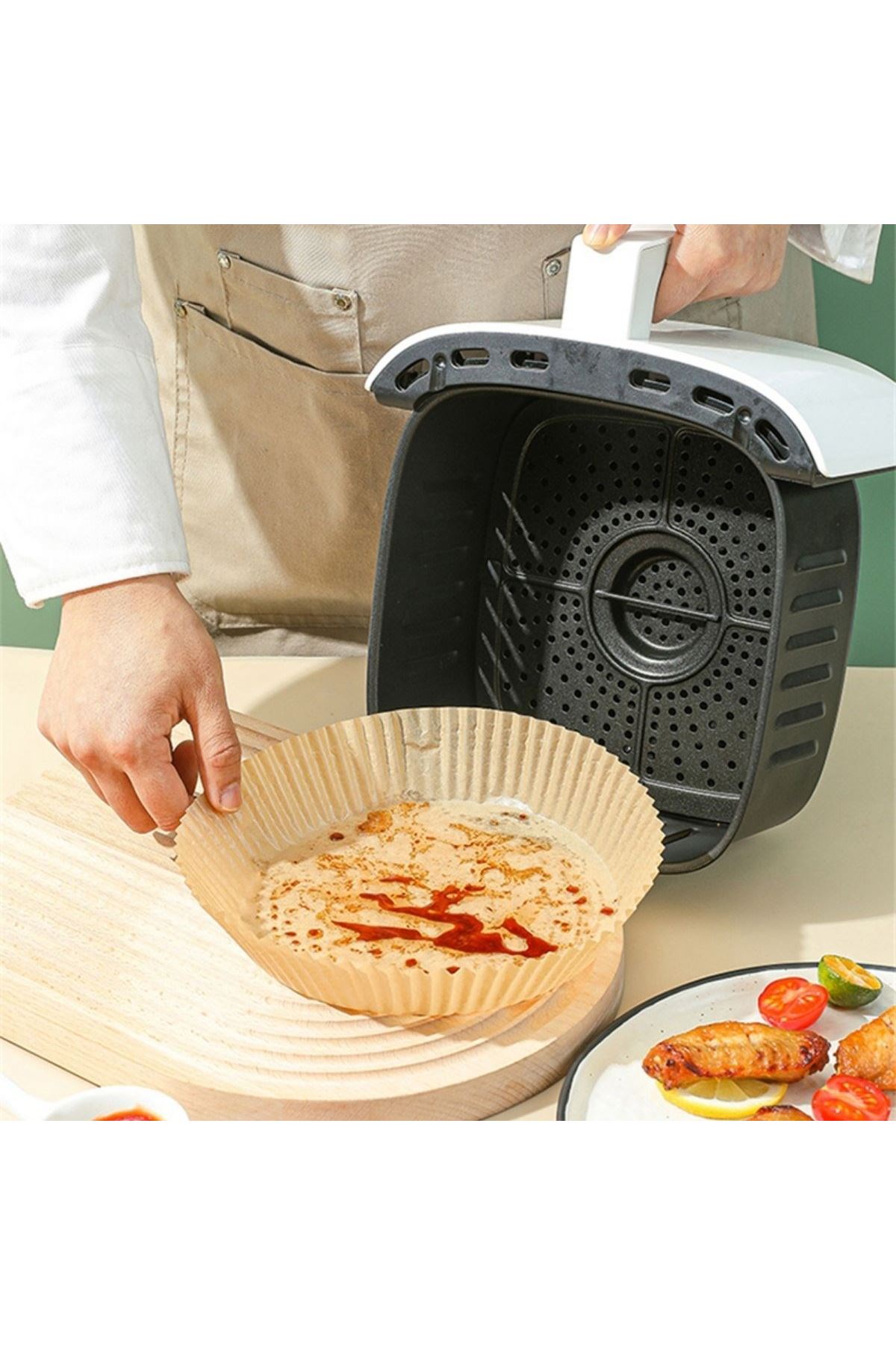 TBL Dekor® 50 Adet Air Fryer Pişirme Kağıdı Tek Kullanımlık  23 Cm Yuvarlak Pişirme Kağıdı XXL PVC li