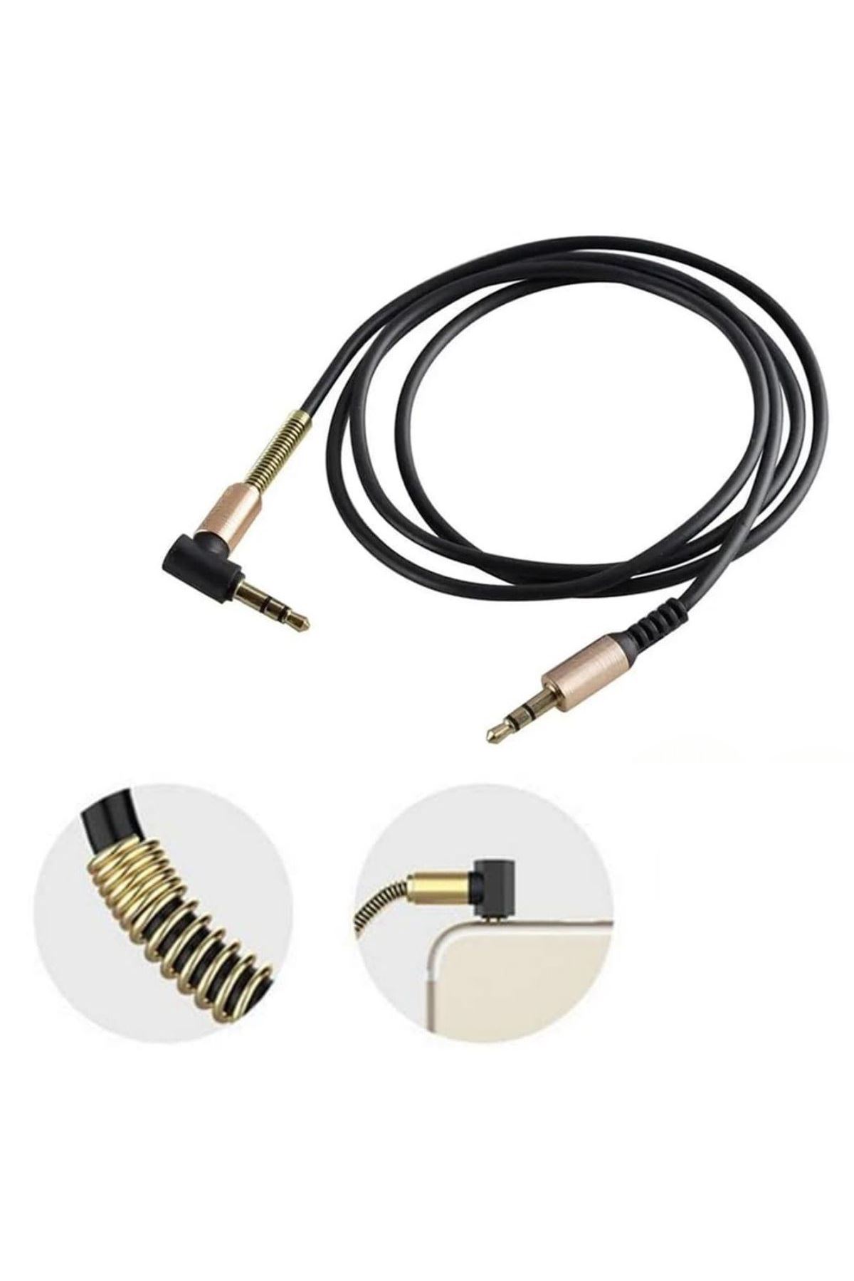 TBL Dekor®  3.5mm AUX Kablosu Jak Erkek Erkek L Tipi 1 Metre Ses Aktarım Kablosu