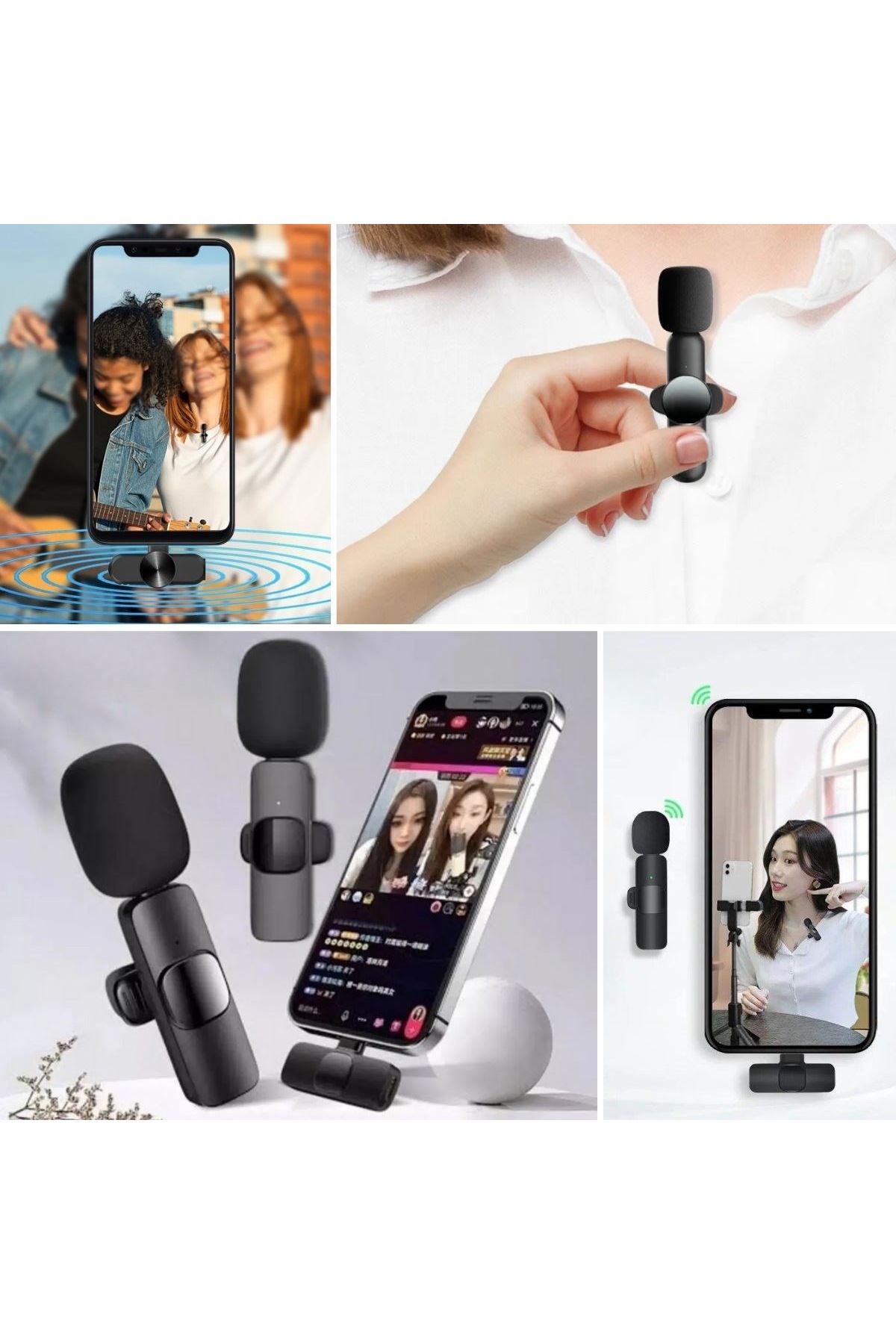 TBL Dekor® Type C Uyumlu İphone Dönüştürücülü Kablosuz Yaka Mikrofonu Android ve İphone Uyumlu Mini Mikrofon