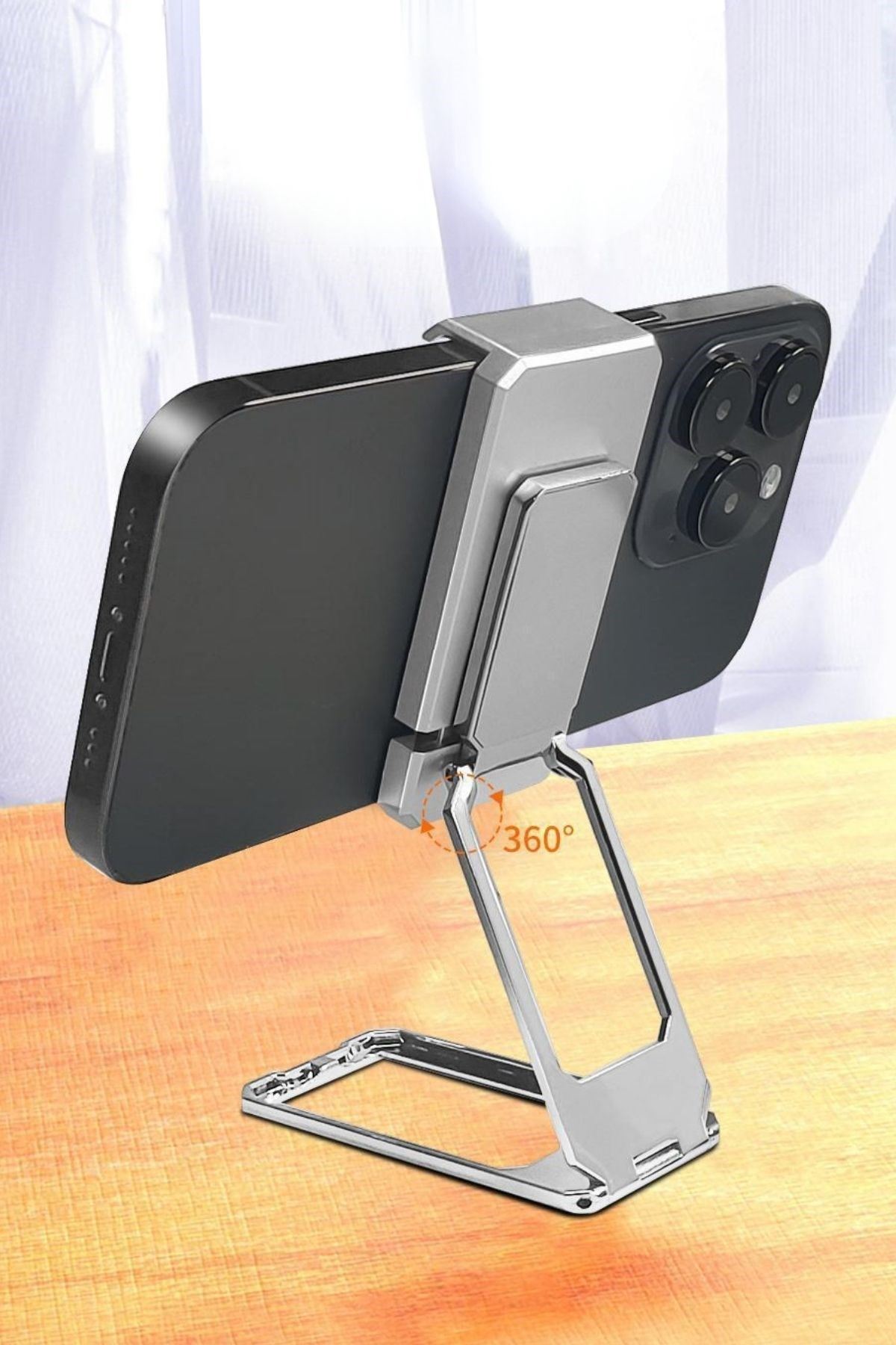 TBL Dekor®  360 derece Dönen Tüm Telefon Tipleri İle Uyumlu Metal Telefon Standı Braket