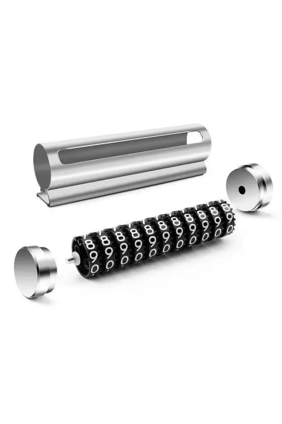 TBL Dekor® Alüminyum Kasa Gri Renk Çevirmeli Araç Içi Telefon Numaratörü Park Oto Numaratörü