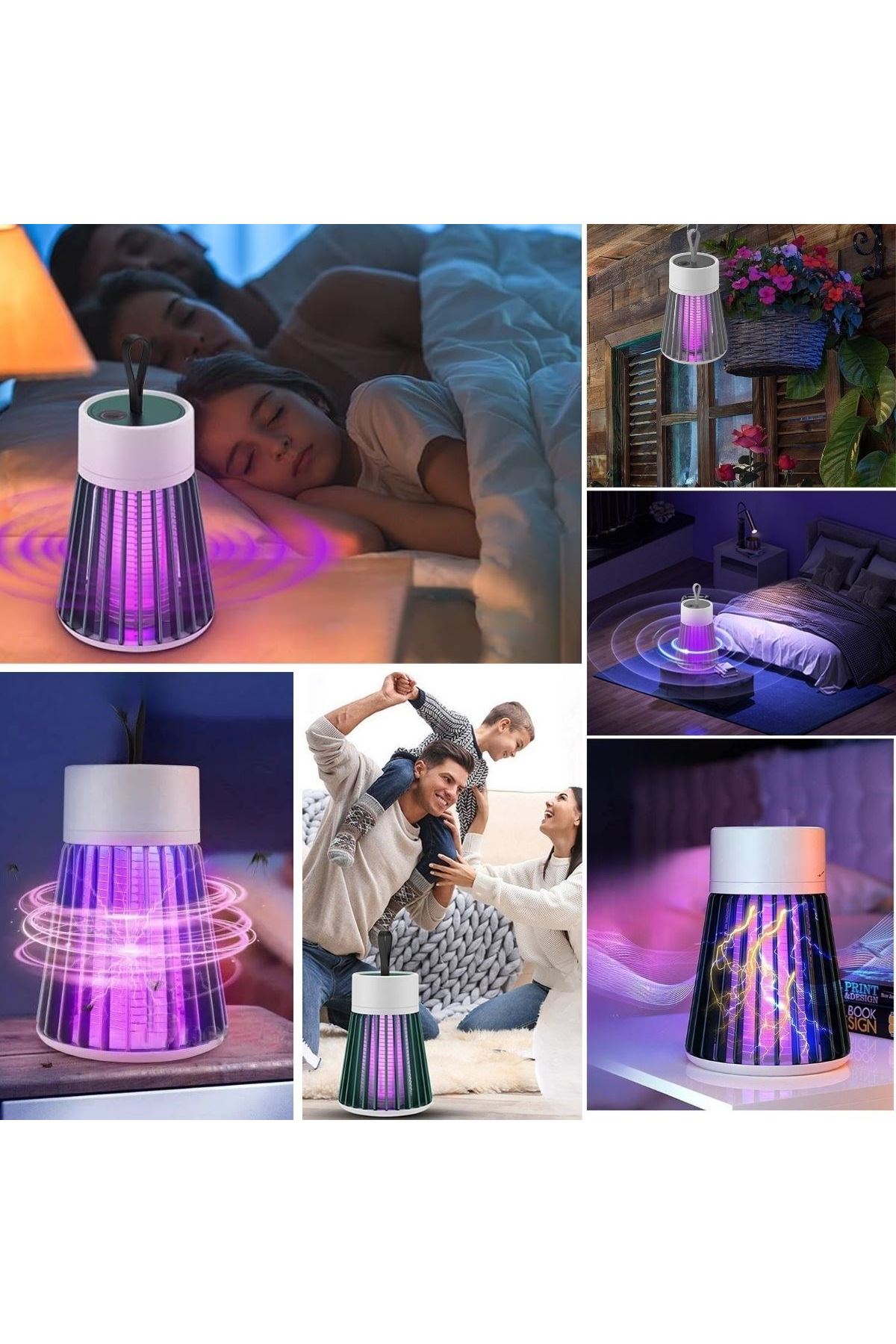 TBL Dekor® İç ve Dış Mekanlar İçin Şarjlı Sinek Öldürücü Sivrisinek Kovucu,UV Işıklı Sineksavar Taşınabilir Gece Lambası