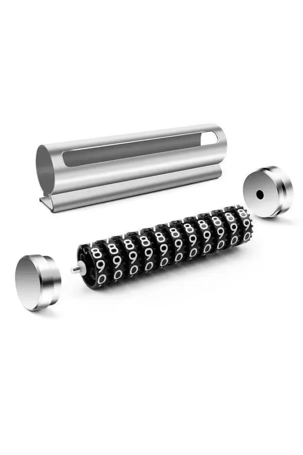 TBL Dekor® Alüminyum Kasa Gri Renk Çevirmeli Araç Içi Telefon Numaratörü Park Oto Numaratörü