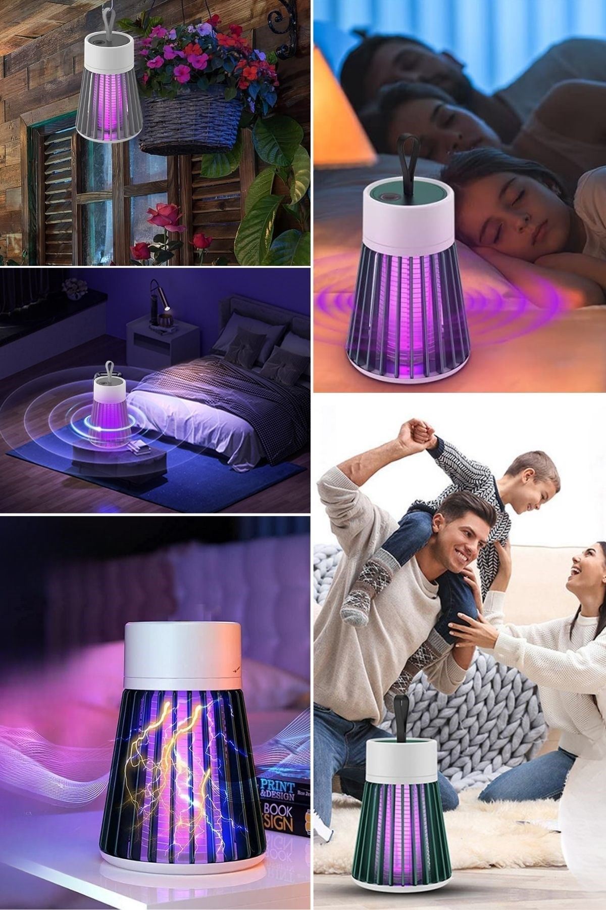 TBL Dekor® İç ve Dış Mekanlar İçin Şarjlı Sinek Öldürücü Sivrisinek Kovucu,UV Işıklı Sineksavar Taşınabilir Gece Lambası